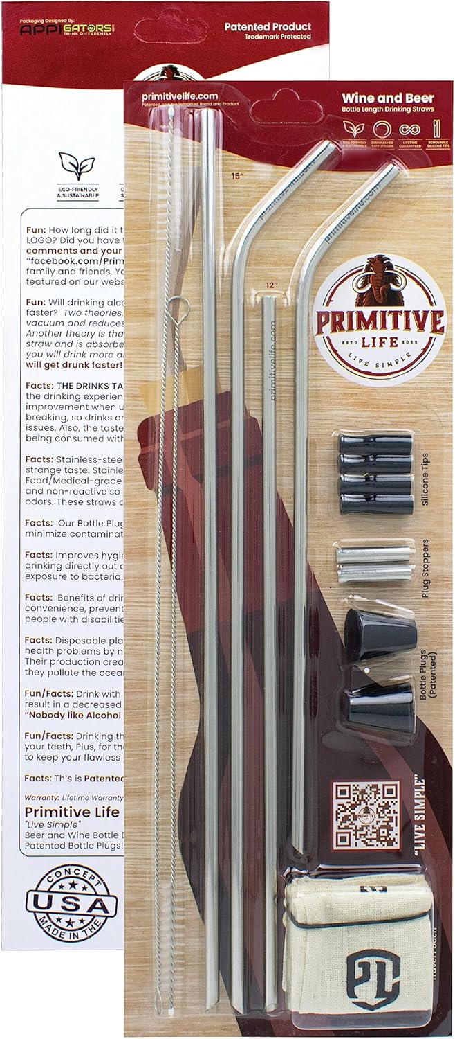 Primitive Life Wine and Beer Bottle Drinking Straws Straw For Wine Portable