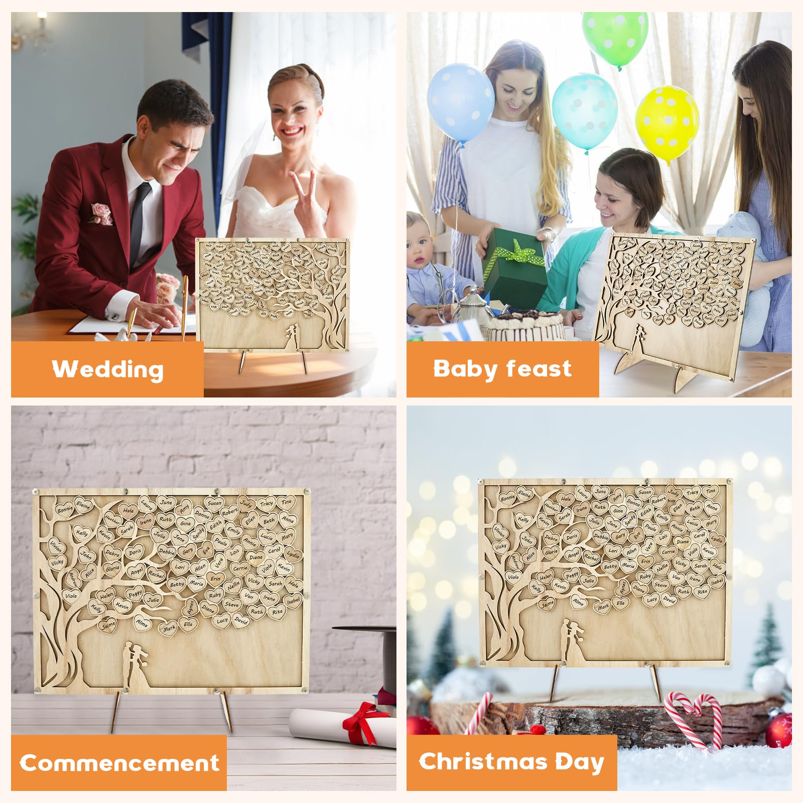 Libro degli ospiti per matrimonio alternativo personalizzato libro degli ospiti per ricevimento di nozze pratico set di libro degli ospiti di nozze con scatola di carta cuori in legno per
