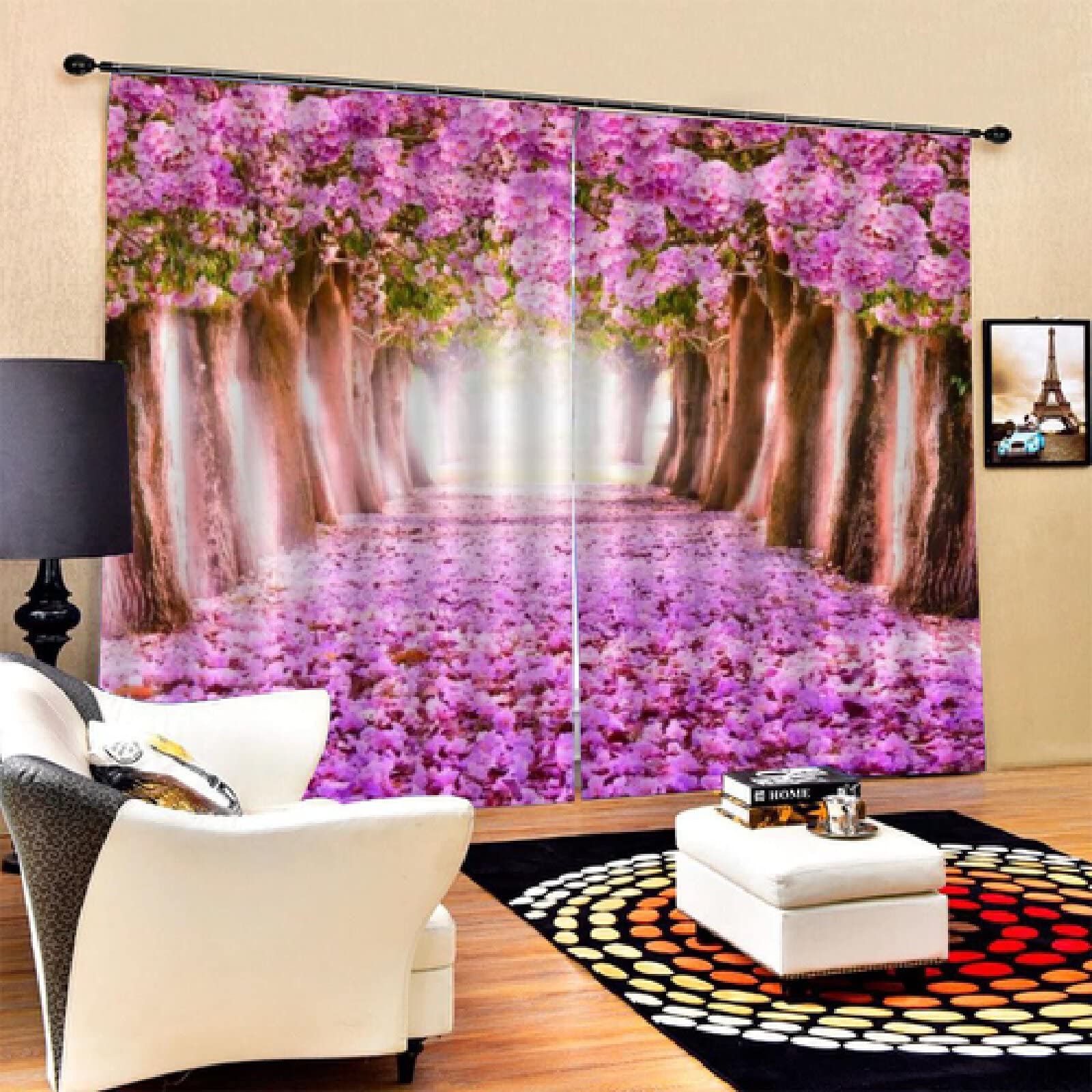 3D piękne różowe kwiaty wiśni zasłona zagęścić do salonu wesele zasłony kuchenne Home Decoration!