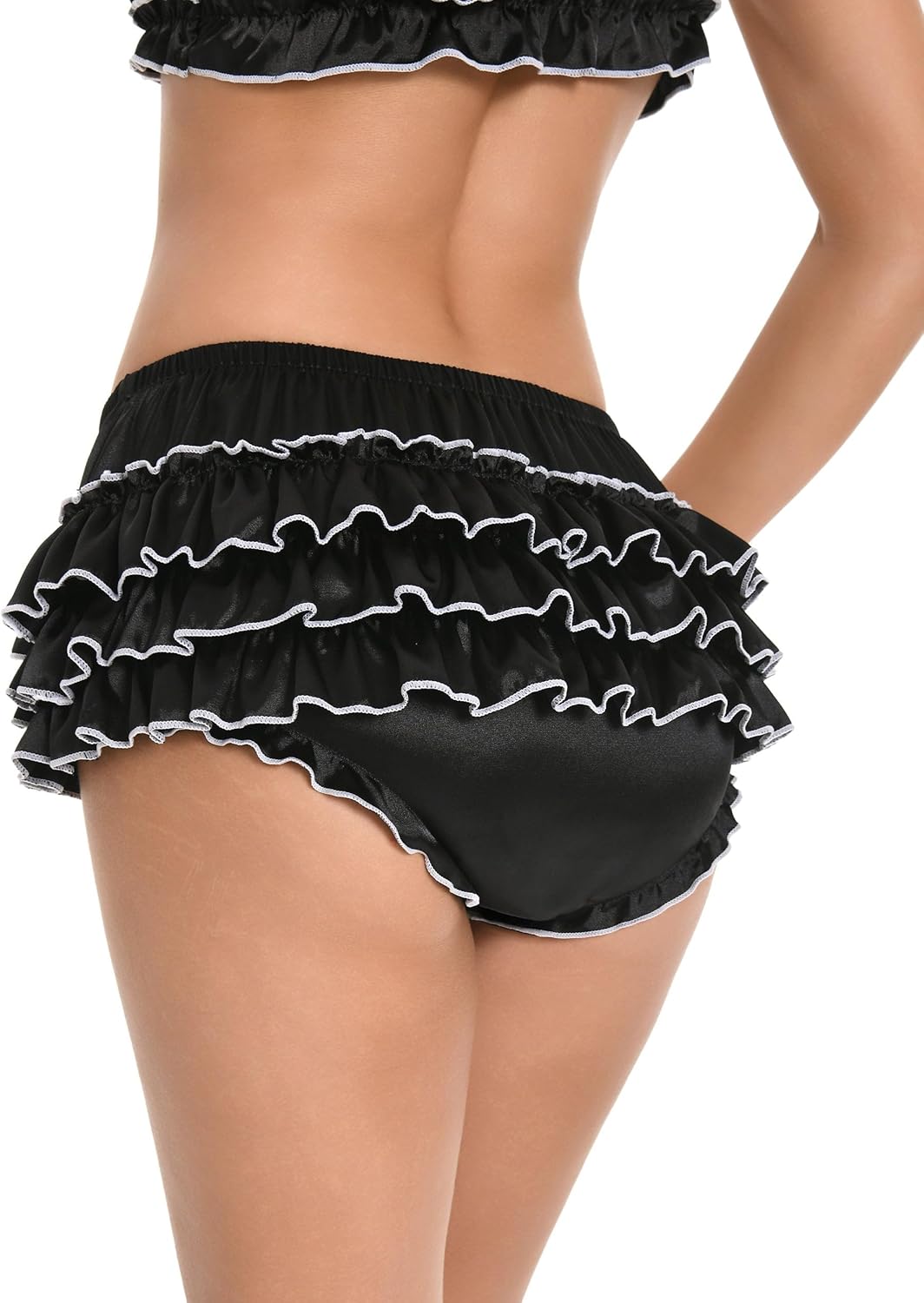 Satini Frilly Sissy Ruffled French Knickers Briefs Lingerie Silky Satin Underwear Panties - Image 4