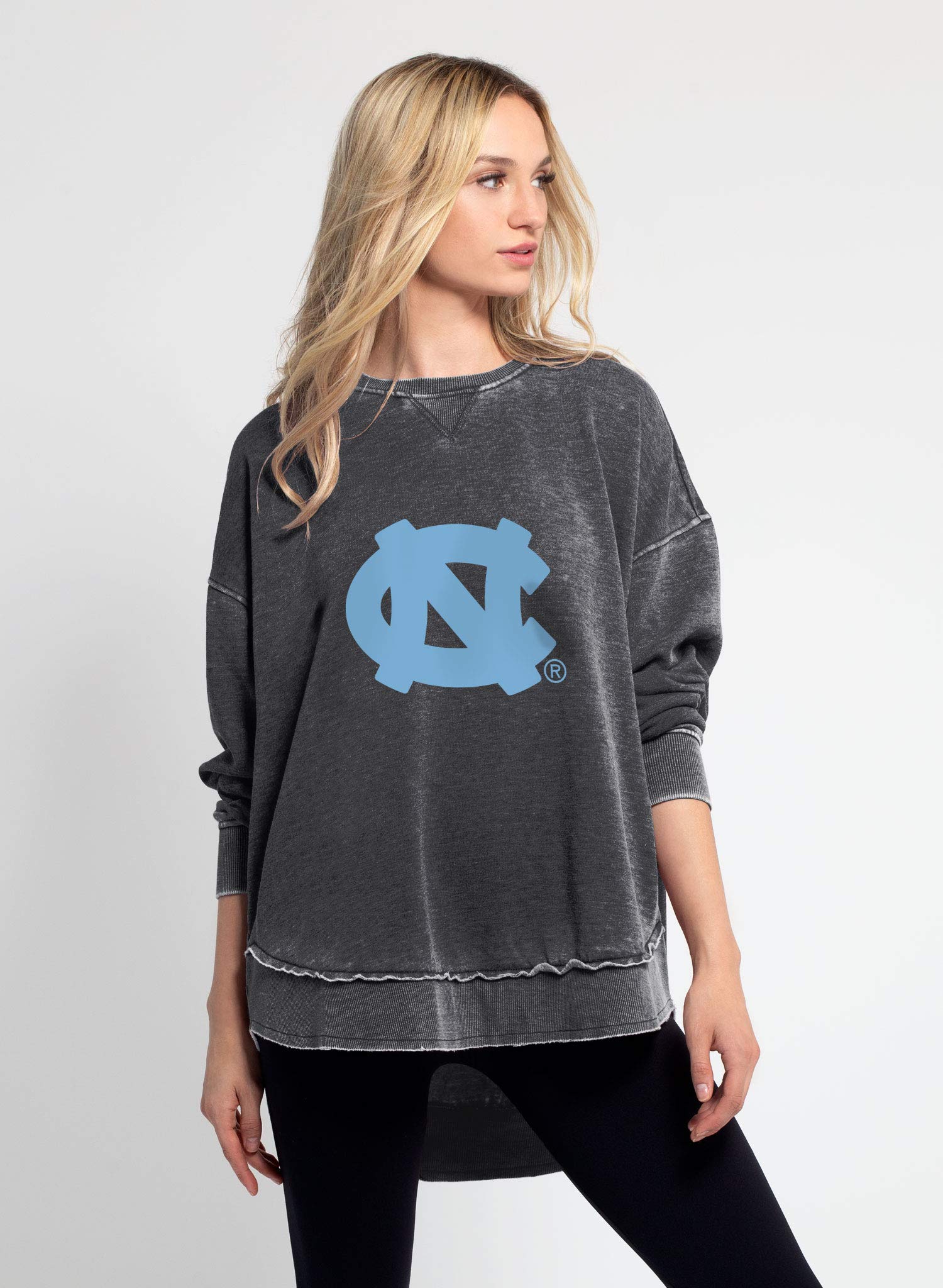 NCAA North Carolina Tar Heels Womens Burnout Campus Pullover, Charcoal, Medium