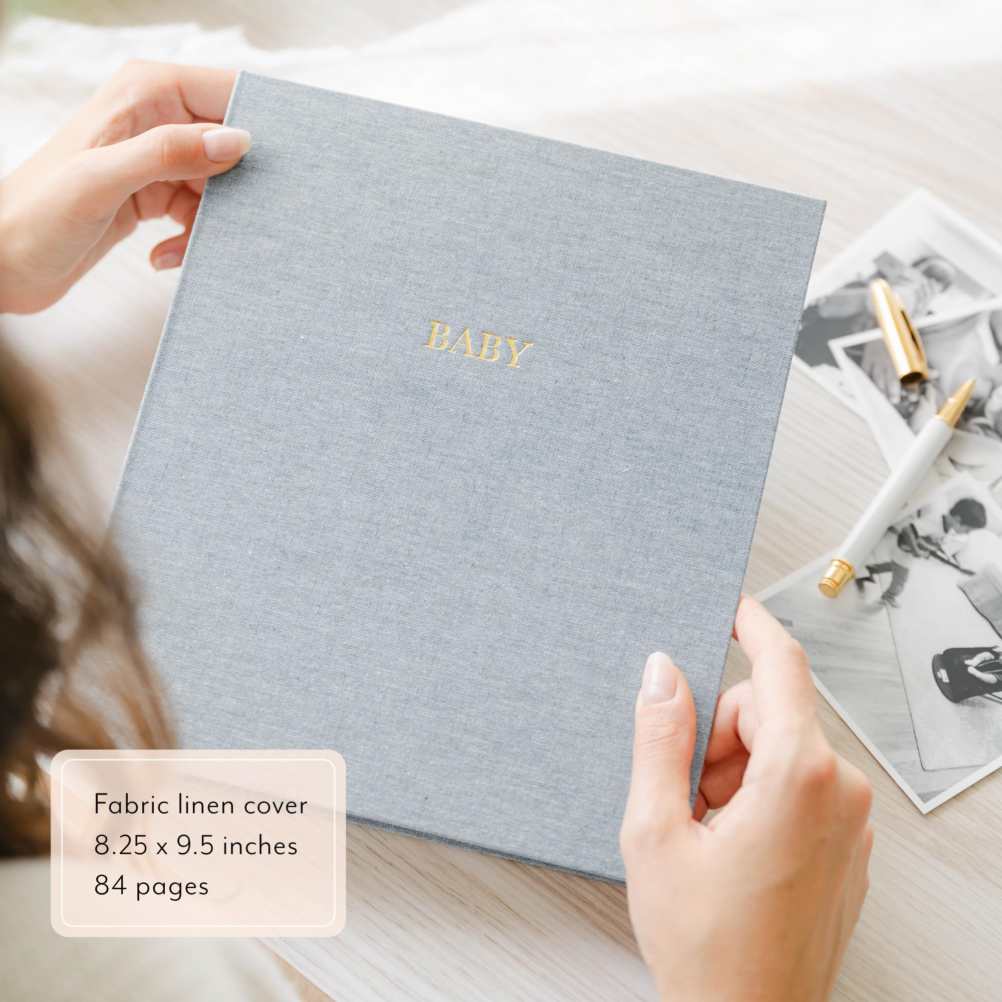 Sugar Paper Erinnerungsbuch für Babys – Erinnerungsbuch von der Schwangerschaft bis zum ersten Jahr – Meilenstein-Tagebuch mit Taschenaufbewahrung – Babyparty-Idee – geschlechtsneutrales Geschenk –