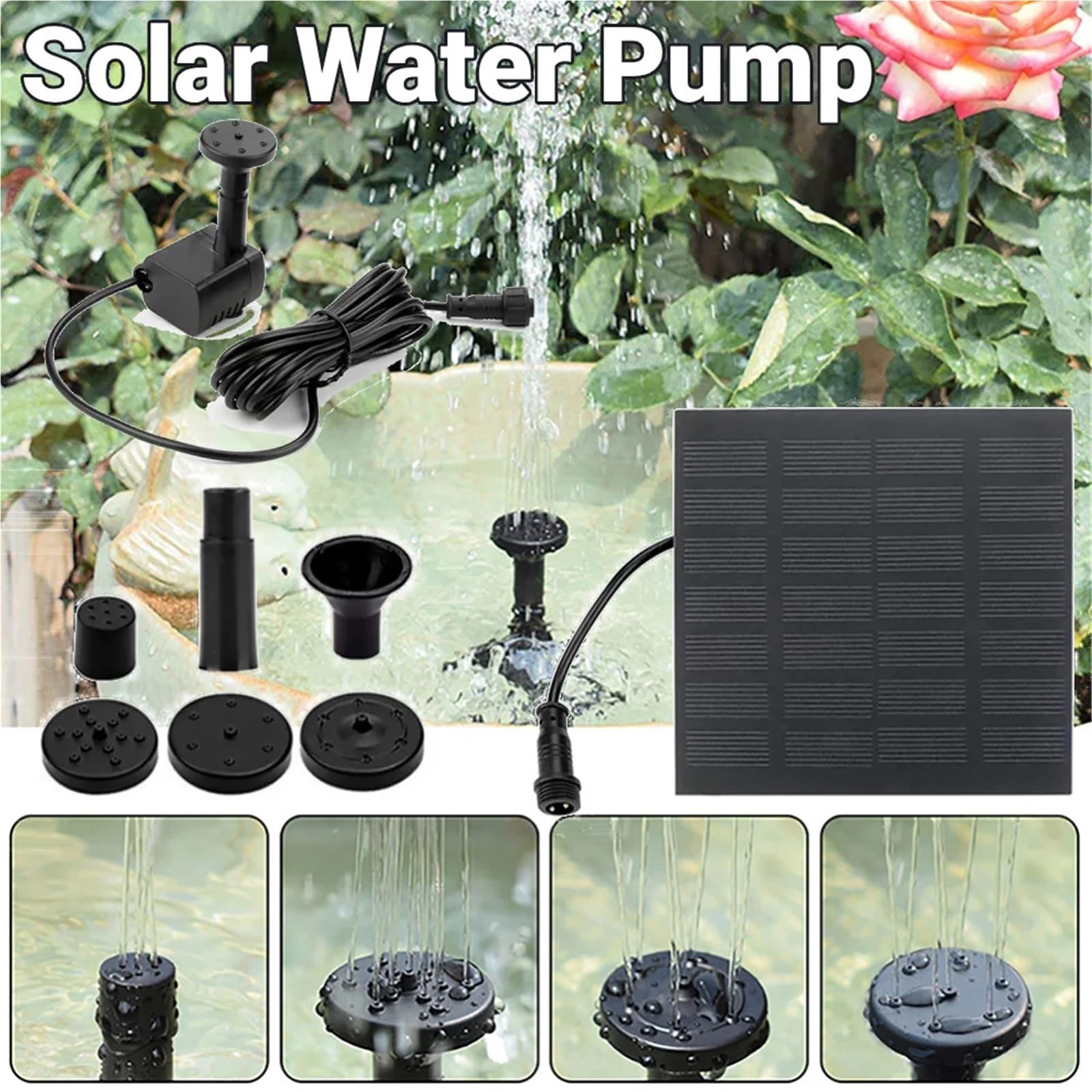 1pcs Solare Onda Maker Pond Fontana Pompa Acqua con 6 Spruzzi Acqua Acquario Pompa Solare Stagno