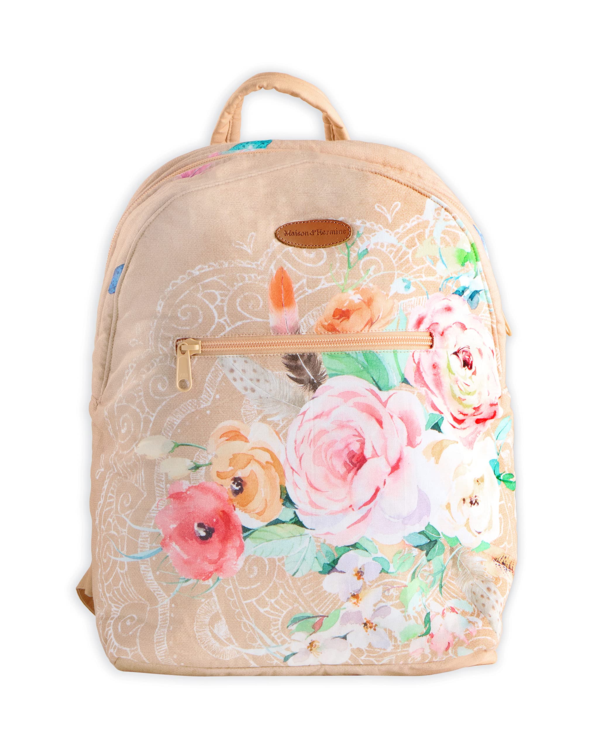 Maison d' Hermine Backpack for Women Men Cotton Shoulder Multipurpose Rucksack with Small Pouch Lightweight Multi Pocket Bag for Travel Work Beach