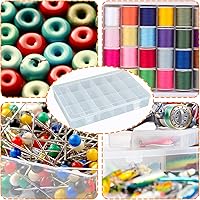 Vista 3 de 3 paquetes de 45 rejillas grandes organizador de hilo de coser, con separadores ajustables, soporte de plástico transparente para bordado, cinta