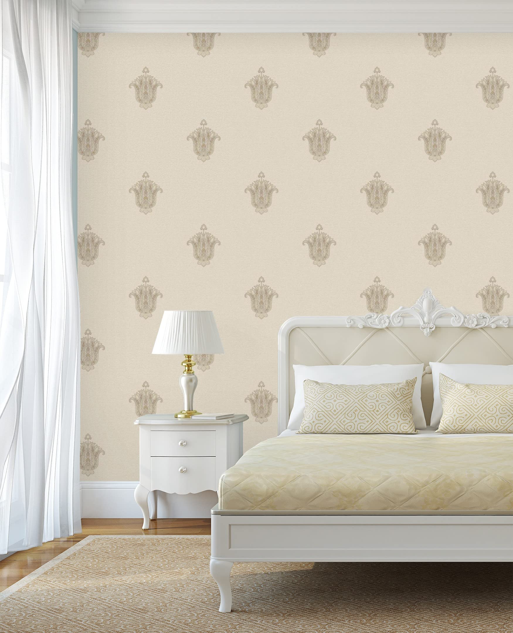 Papier peint vinyle fleurs indiennes GAULAN 676421 grand rouleau 10m x 1,06m