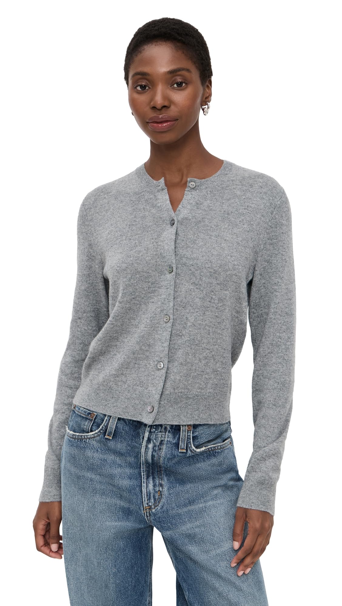 Theory Womens Cashmere Crew Neck Long Sleeve Cardigan