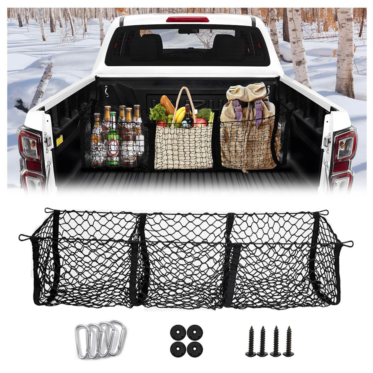 Rete per Bagagliaio di Camioncino per Chevrolet Silverado 1500, Rete Portaoggetti Auto, Rete Portabagagli per Auto Altamente Elastica, per Rimorchi Pick-Up SUV,B 150 * 50cm
