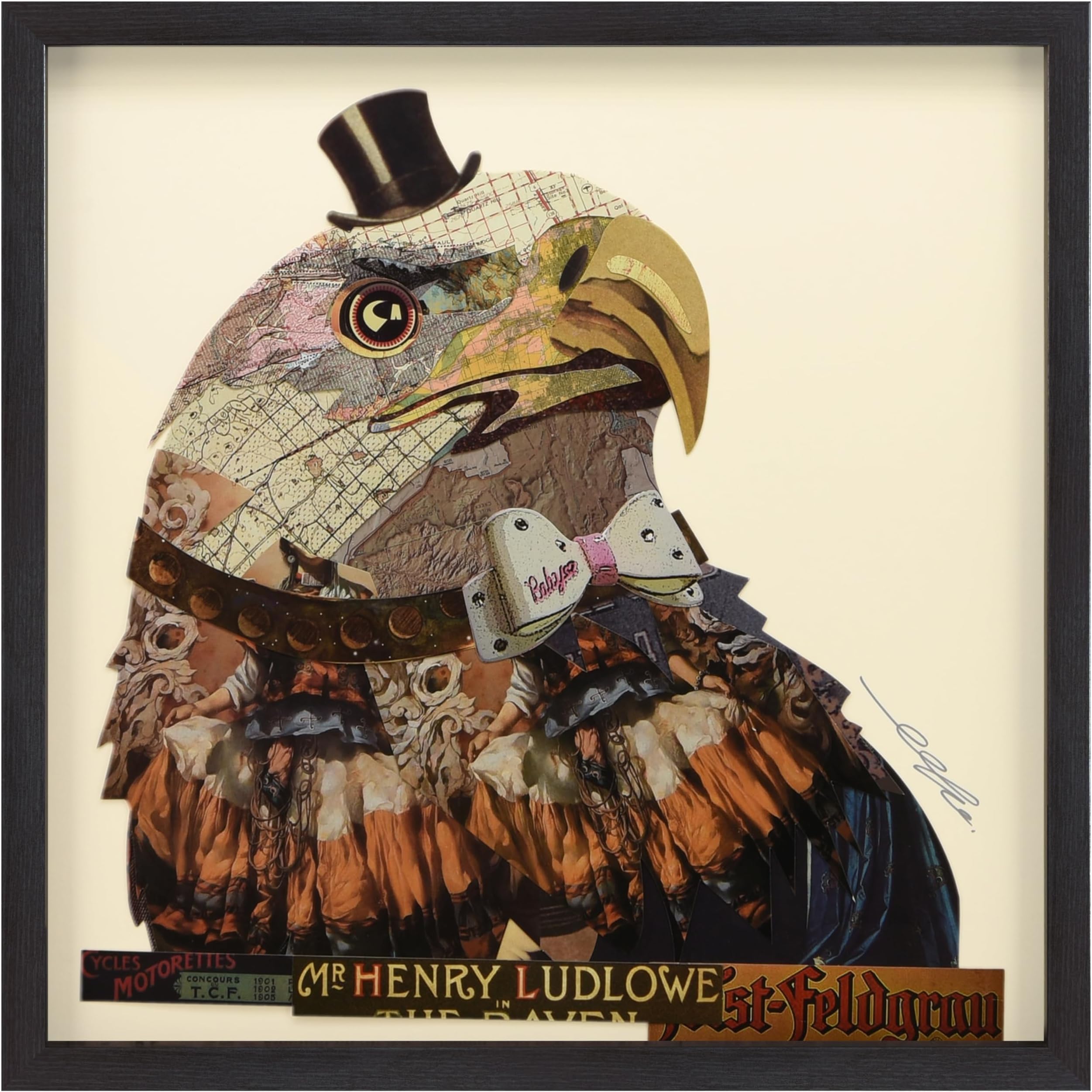Empire Art DirectAmerican Eagle Dimensional Collage Handmade by Alex Zeng Framed Graphic Wall Art Ready to Hang, 25" x 25" x 1.4"