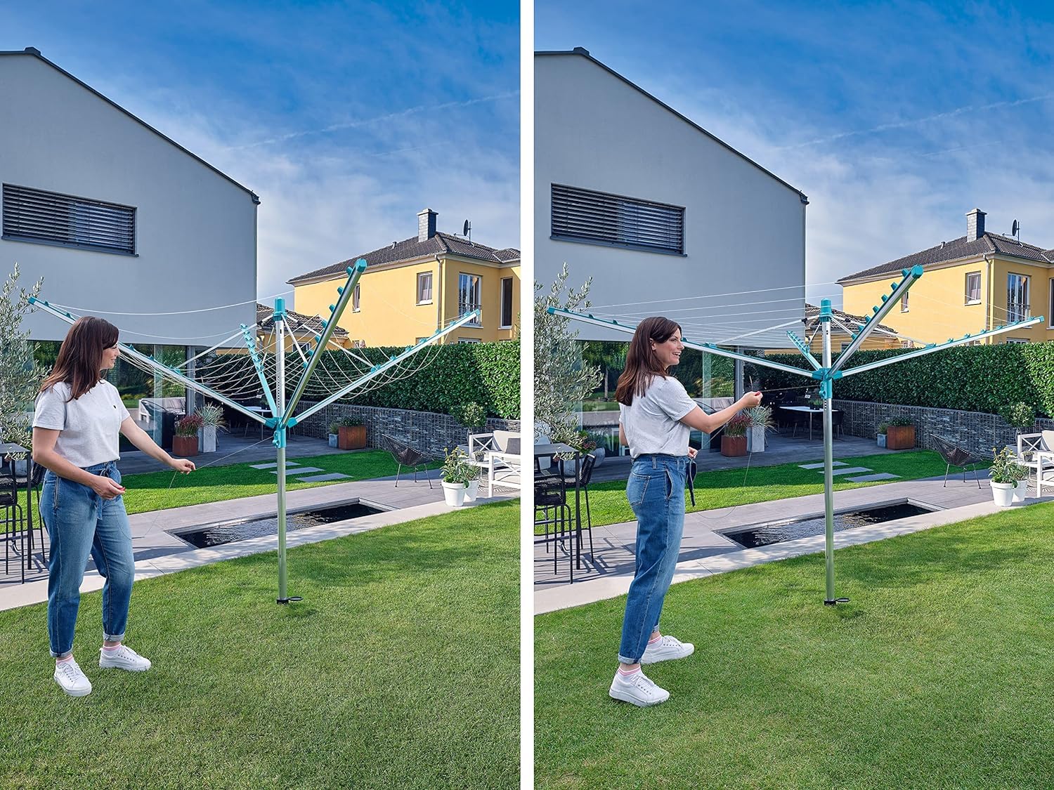 Leifheit Linomatic 400 Easy Wäschespinne, 40 m Wäscheleine, inkl. Bodenhülse