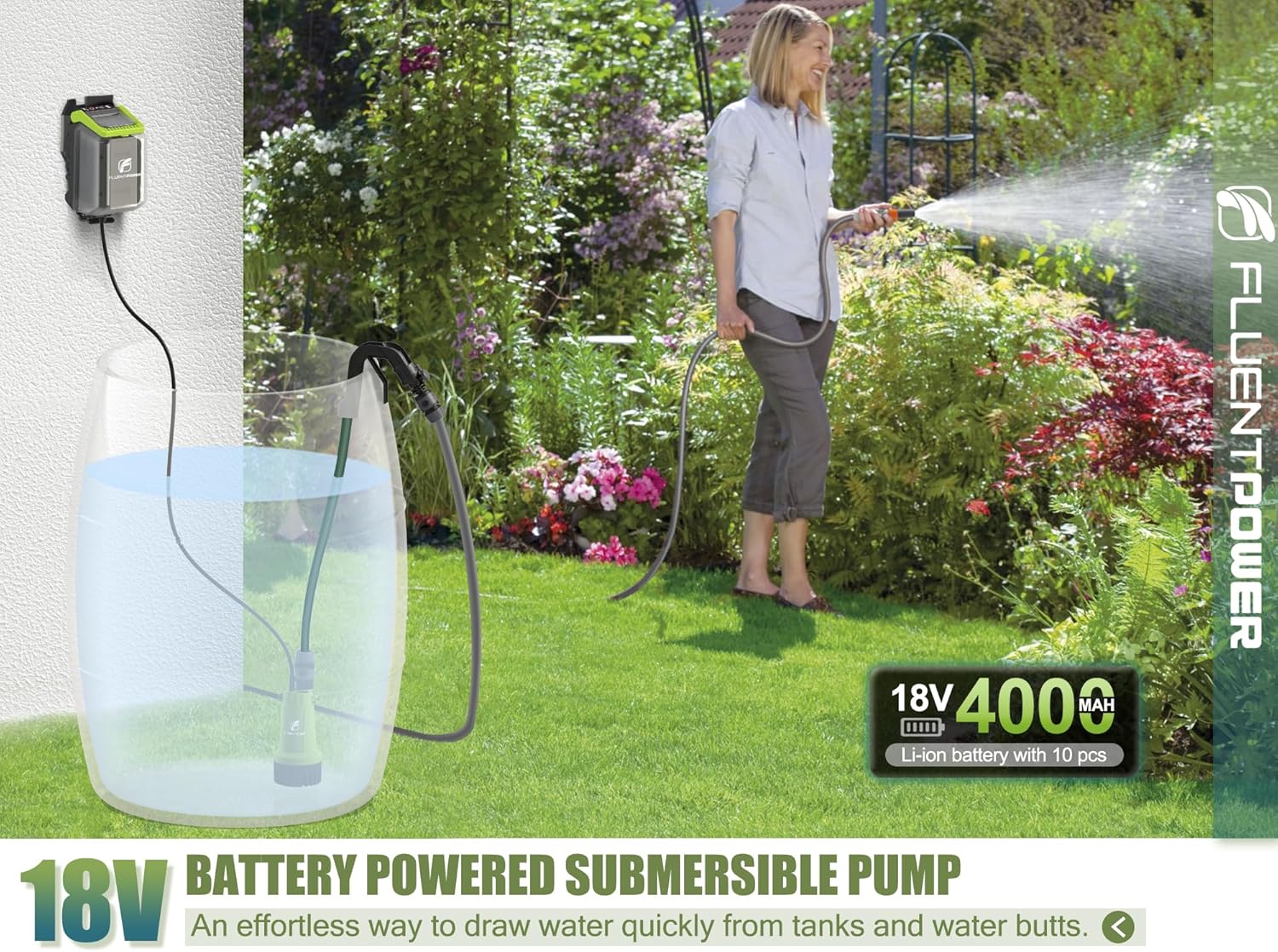 Dimensions of the pump, battery compartment, and hose