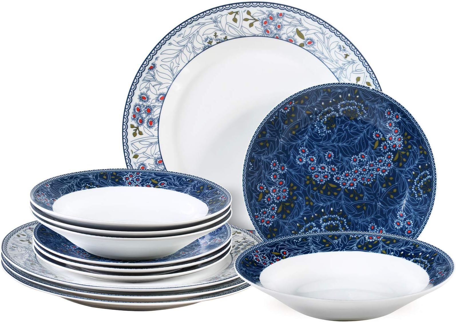 12pc Midnight Blue Garden Dinner Set