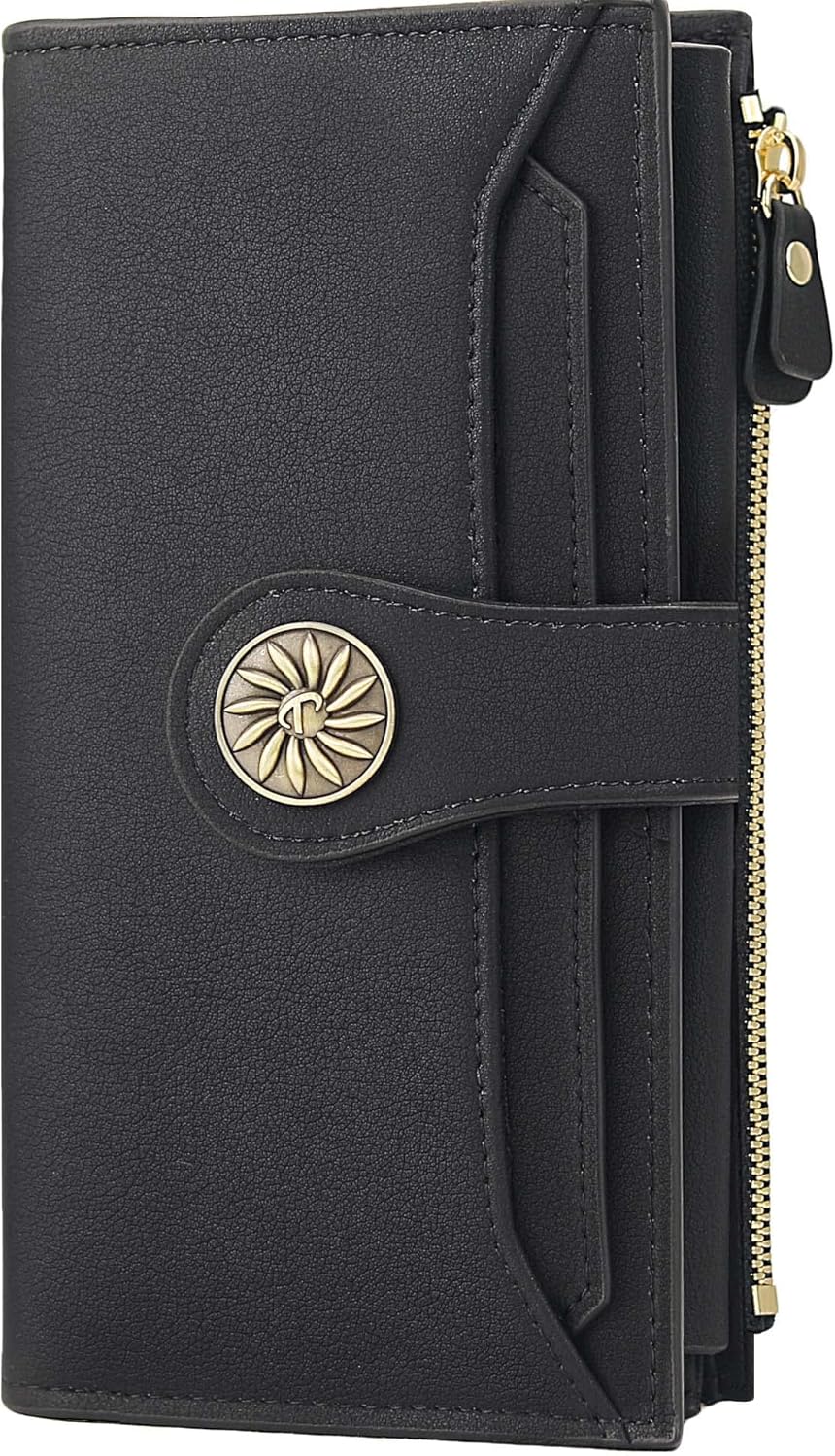 Travelambo Womens RFID Blocking Large Capacity Luxury Waxed Genuine