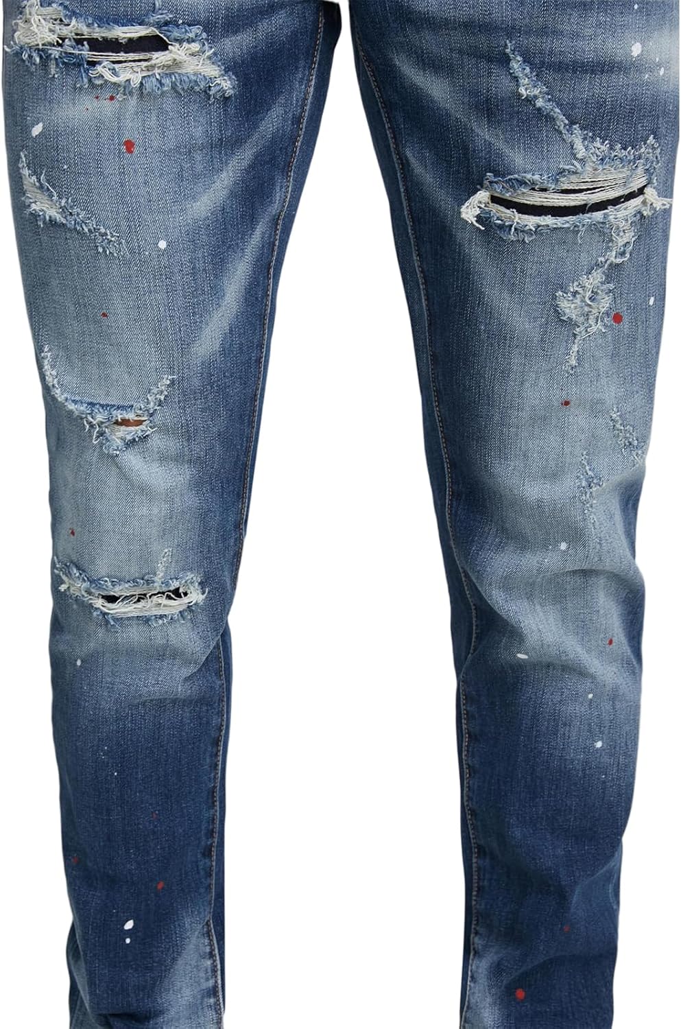 Men's Slim Fit Stretch Jeans Ripped Skinny Jeans for Men, Casual Straight Leg Streetwear Comfort Male Pants - Image 5