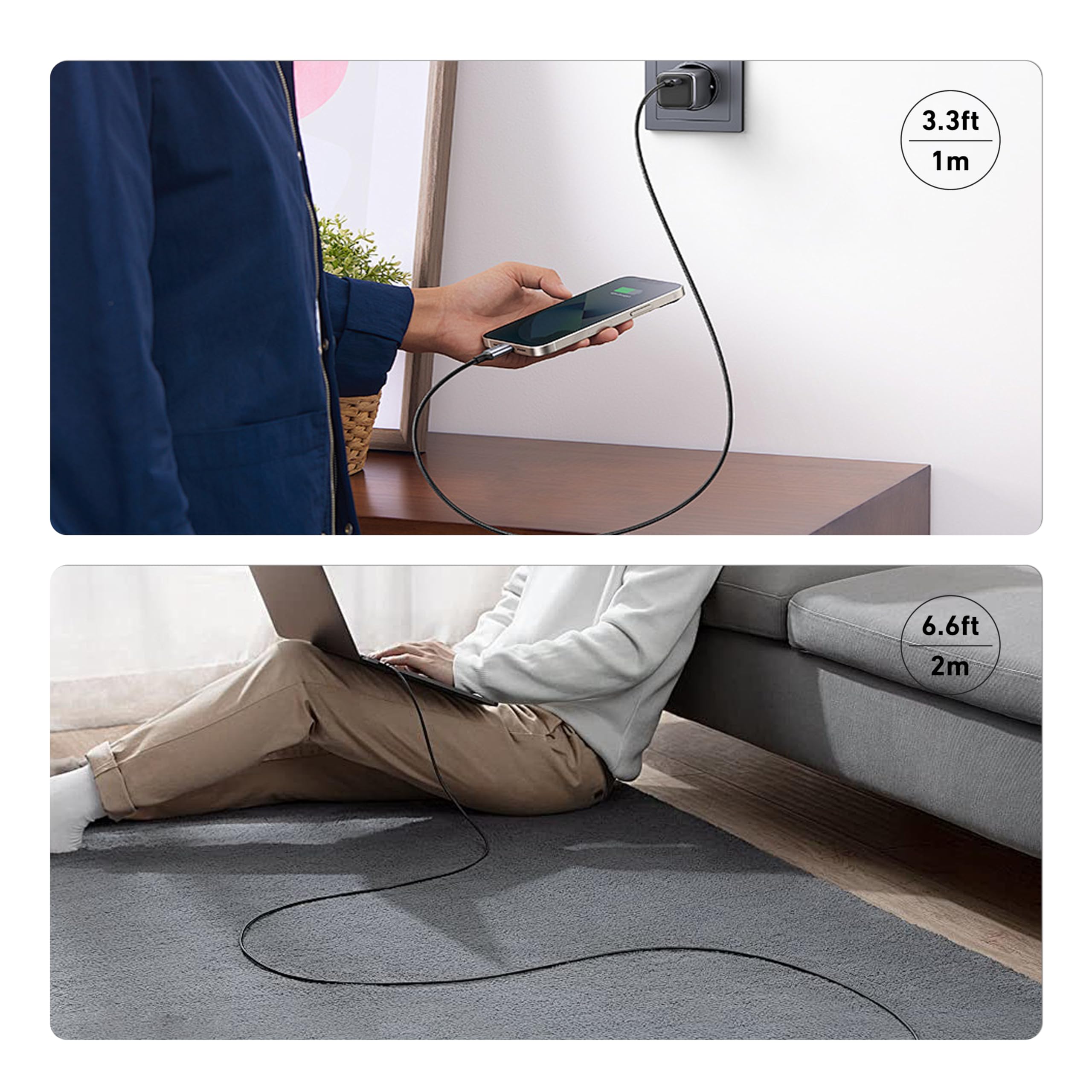 BENFEI Cavo USB C 60W 4 Pezzi Ricarica Rapida Nylon per iPhone 15/15 Pro/15 Plus/15 Pro Max iPad Mini MacBook Galaxy S23