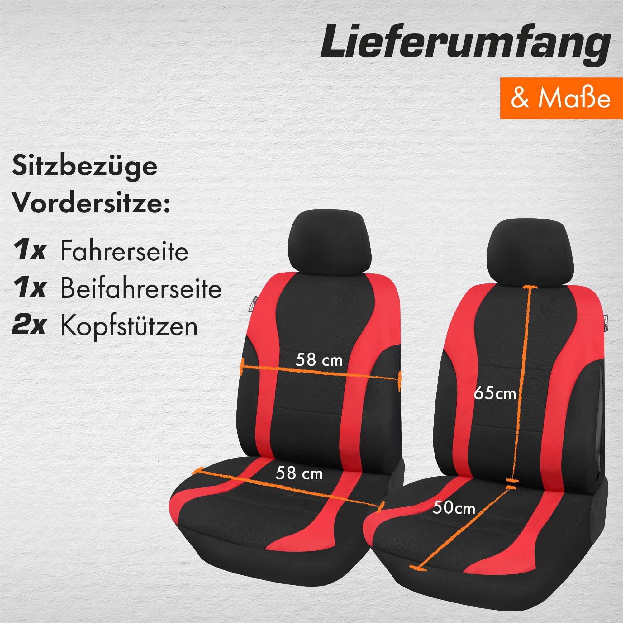 Upgrade4cars Autositzbezüge Set für die Vordersitze Rot | Auto-Schonbezüge Universal Schwarz Autositzbezug Sommer Winter | Autozubehör Innenraum | Geschenke für Frauen und Männer