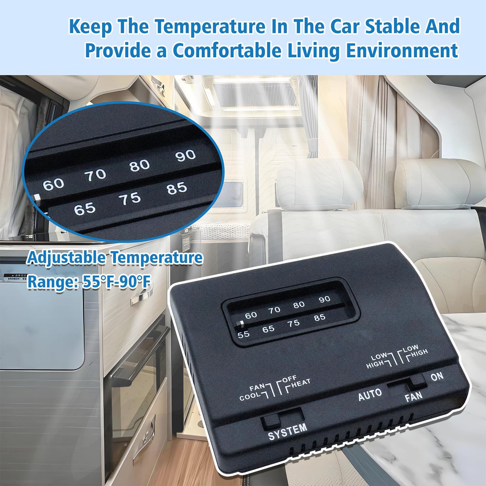7330F3852 Thermostat de Remplacement pour climatiseurs de caravanes offrant Un contrôle Stable du Chauffage et du Refroidissement Unité de Commande de Refroidissement du Chauffage
