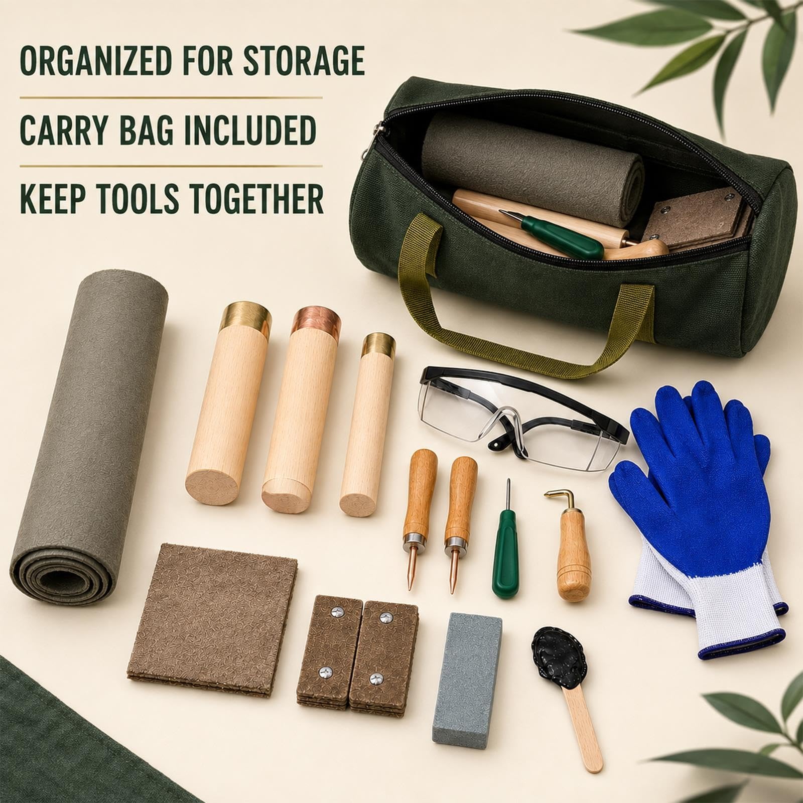 Kit de talla de sílex con percutores de cobre y retocadores para artesanos