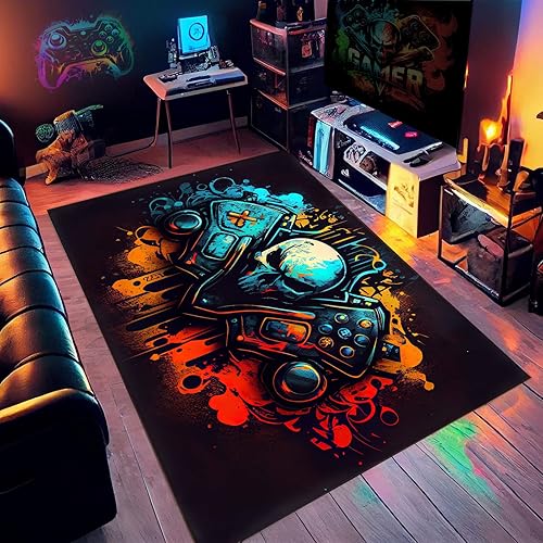 Miniatura 6 de Alfombra de videojuegos para sala de juegos, alfombra de videojuegos para habitación de niños, alfombra de videojuegos, 36 x 24 pulgadas