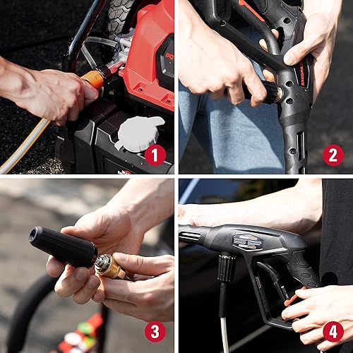 Miniatura 4 de POWERWORKS 2000 PSI 1.2 GPM - Lavadora a presión eléctrica, para automóvilterrazaventana (negro y rojo)