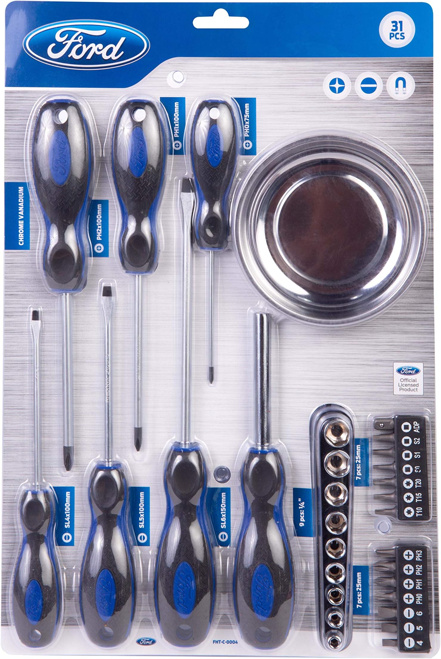 FORD TOOLS 31pc Screwdriver & Bits Set with Magnetic bowl Genuine Ford-Tools