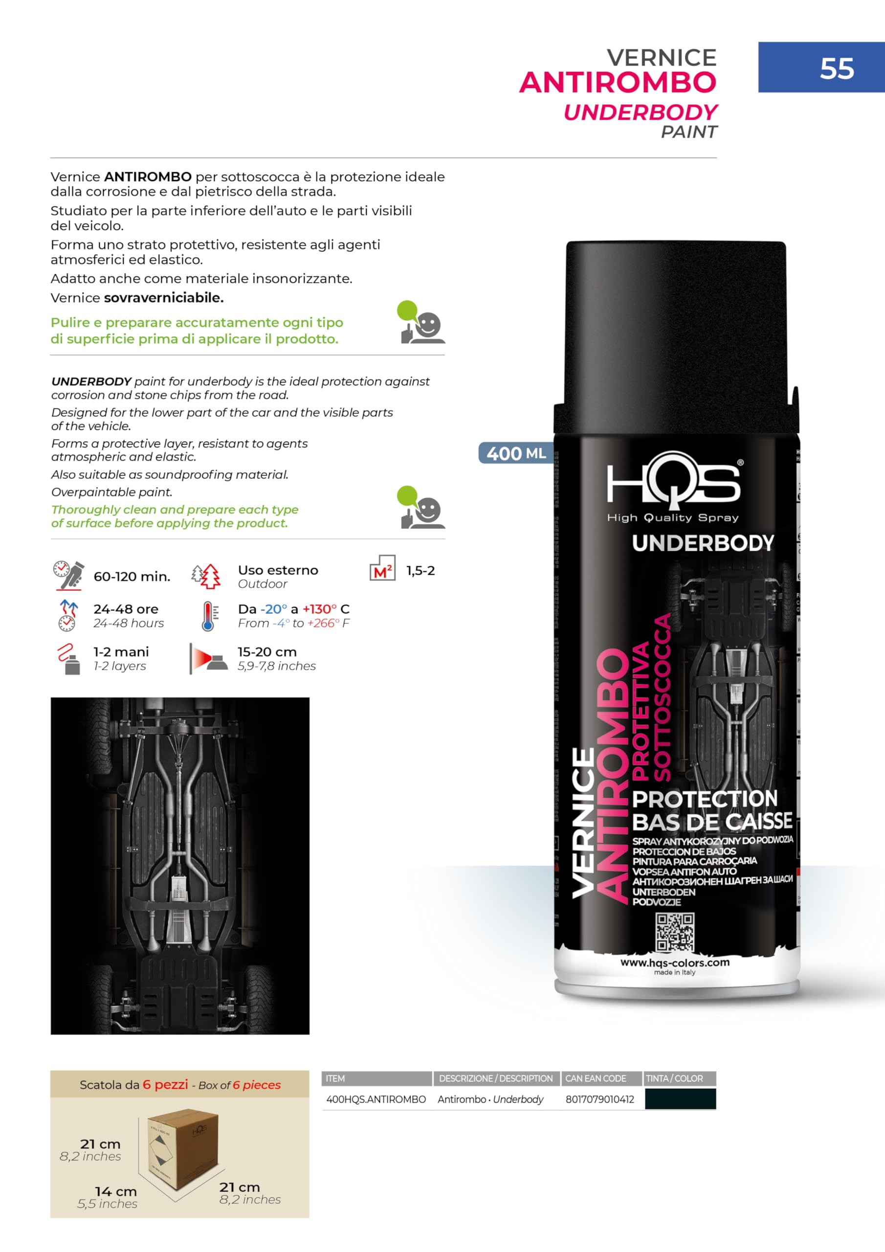 HQS Bomboletta di Vernice Spray 400ml Antirombo Sottoscocca (12)