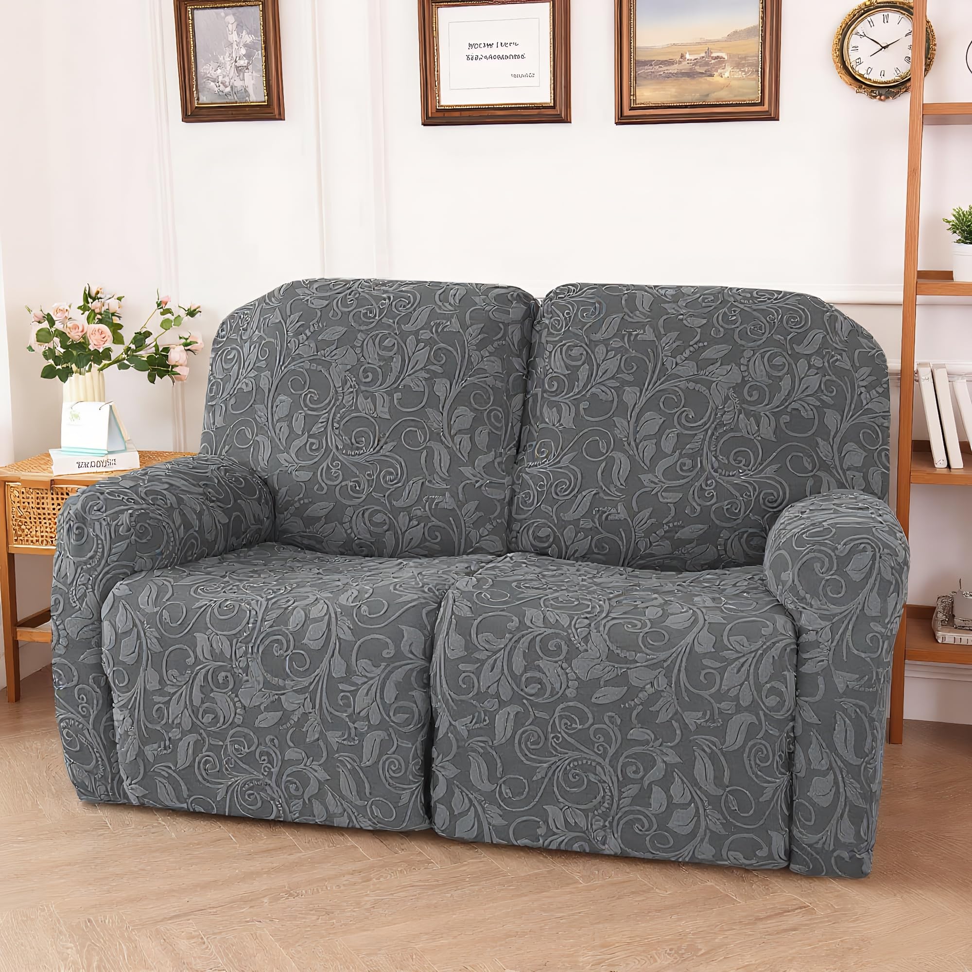 LiveGo Recliner Chair Cover Stretch Jacquard Slipcover for 1, 2, 3 Seater Recliners