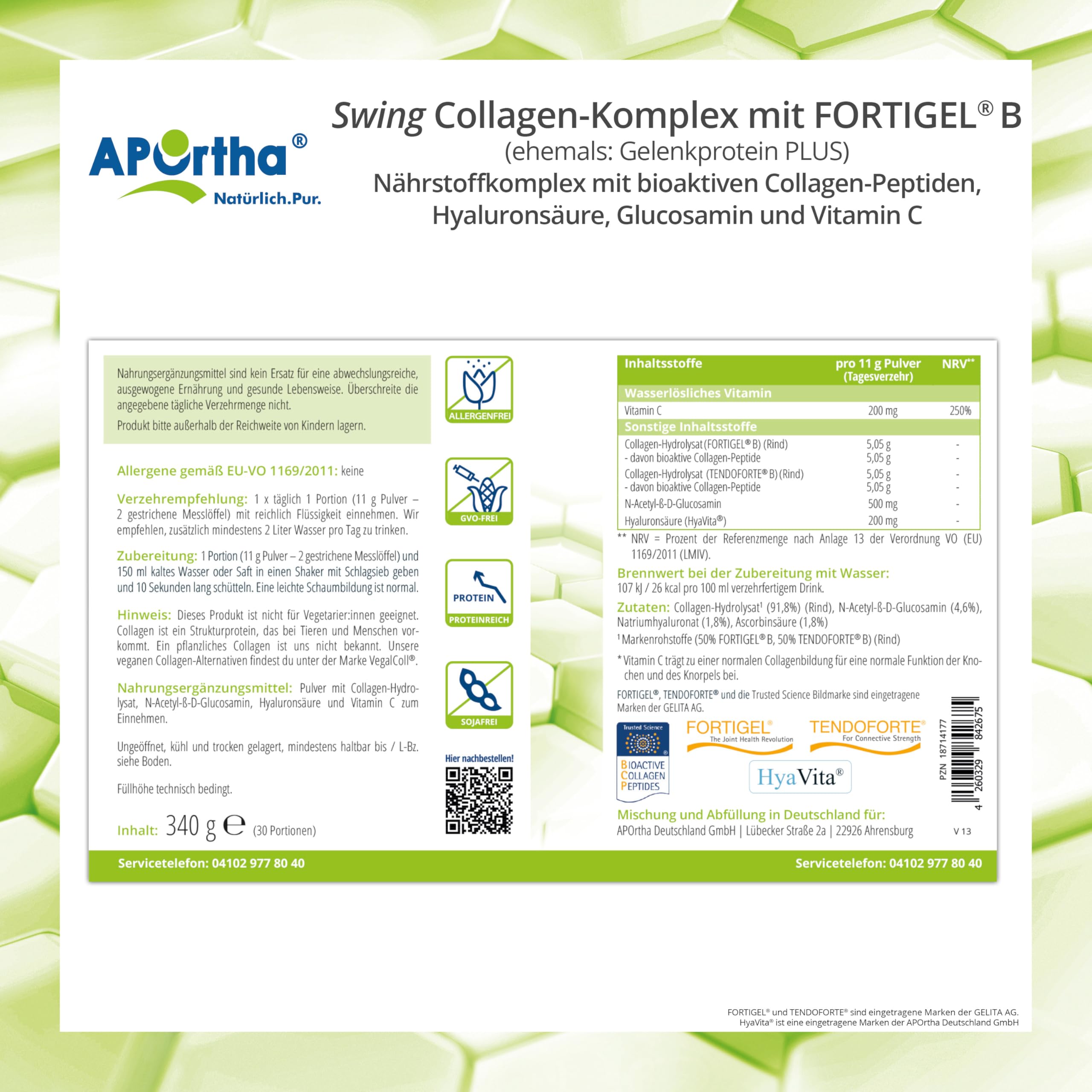 APOrtha® Swing Collagen-Komplex mit FORTIGEL® + TENDOFORTE - 340 g Pulver