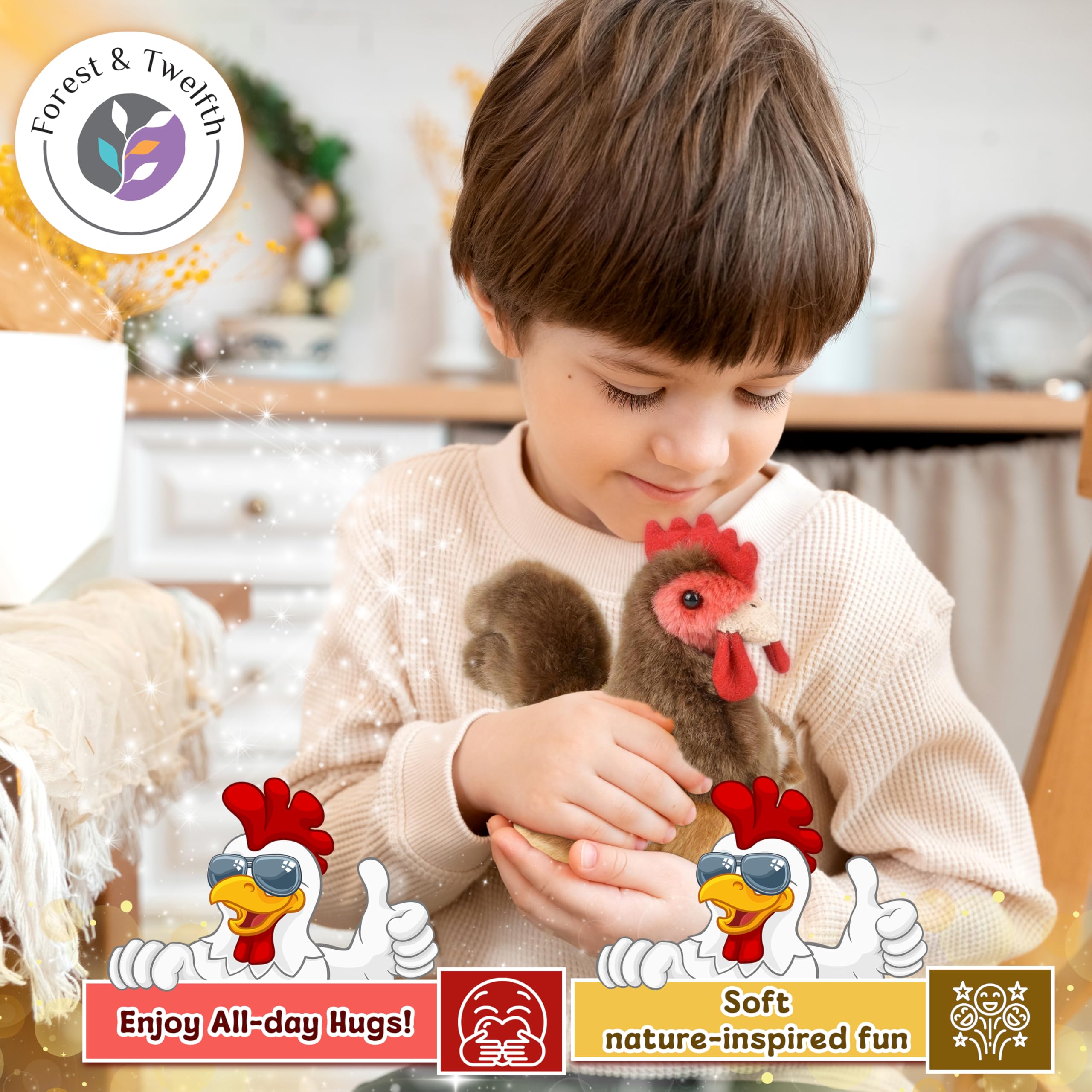 Peluche Gallo De 15 X 15 X 22 Cm | Felpa Suave Y Relleno De Algodón PP | Juguete Para Bebés Y Niños | Regalo Para Cumpleaños, Navidad | Decóralo O Abrázalo