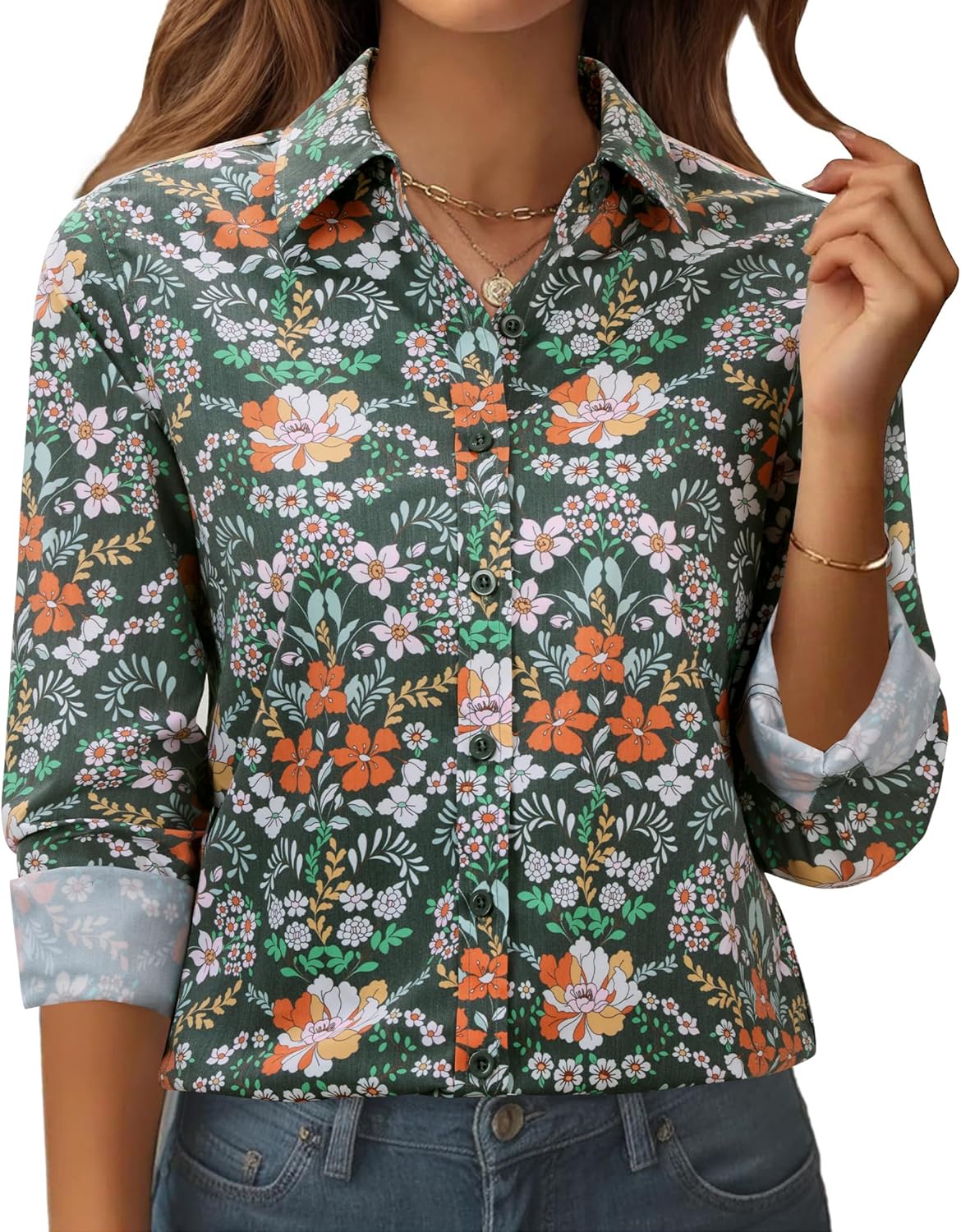 siliteelon Button Down Shirts for Women Dress Shirt Cotton Long Sleeve Collared Shirt Business Work Office Blouse Top - Image 7