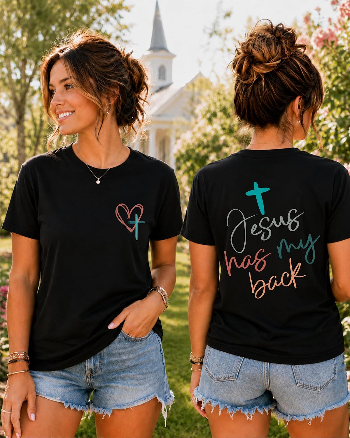 Jesus Shirts for Women Jesus Has My Back Shirt Christian Tshirts I Can't But I Know A Guy Shirt Religious Faith Tee