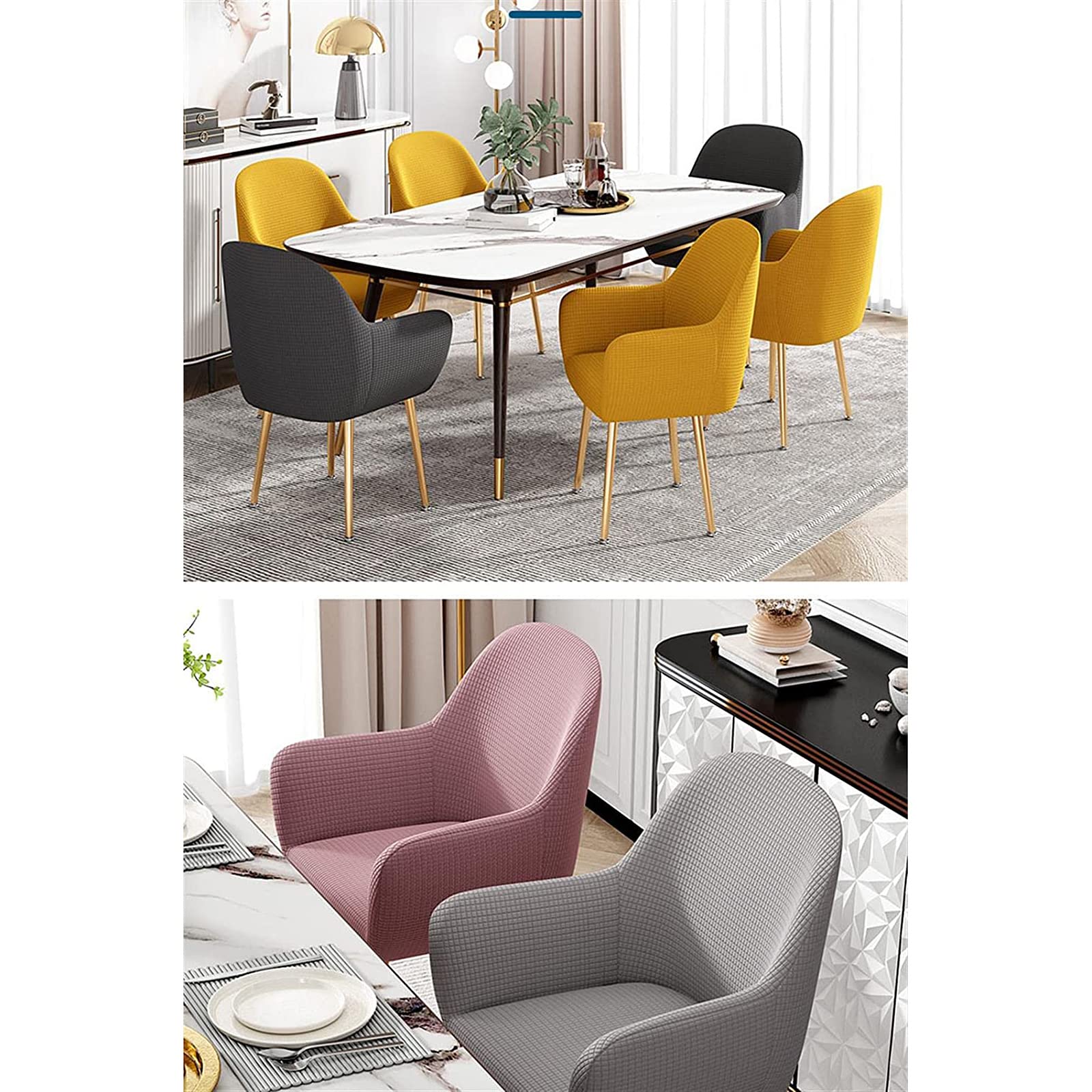 Mswborml Lot De 6/4/2 Housses De Chaise De Salle à Manger Creuses Avec Dossier