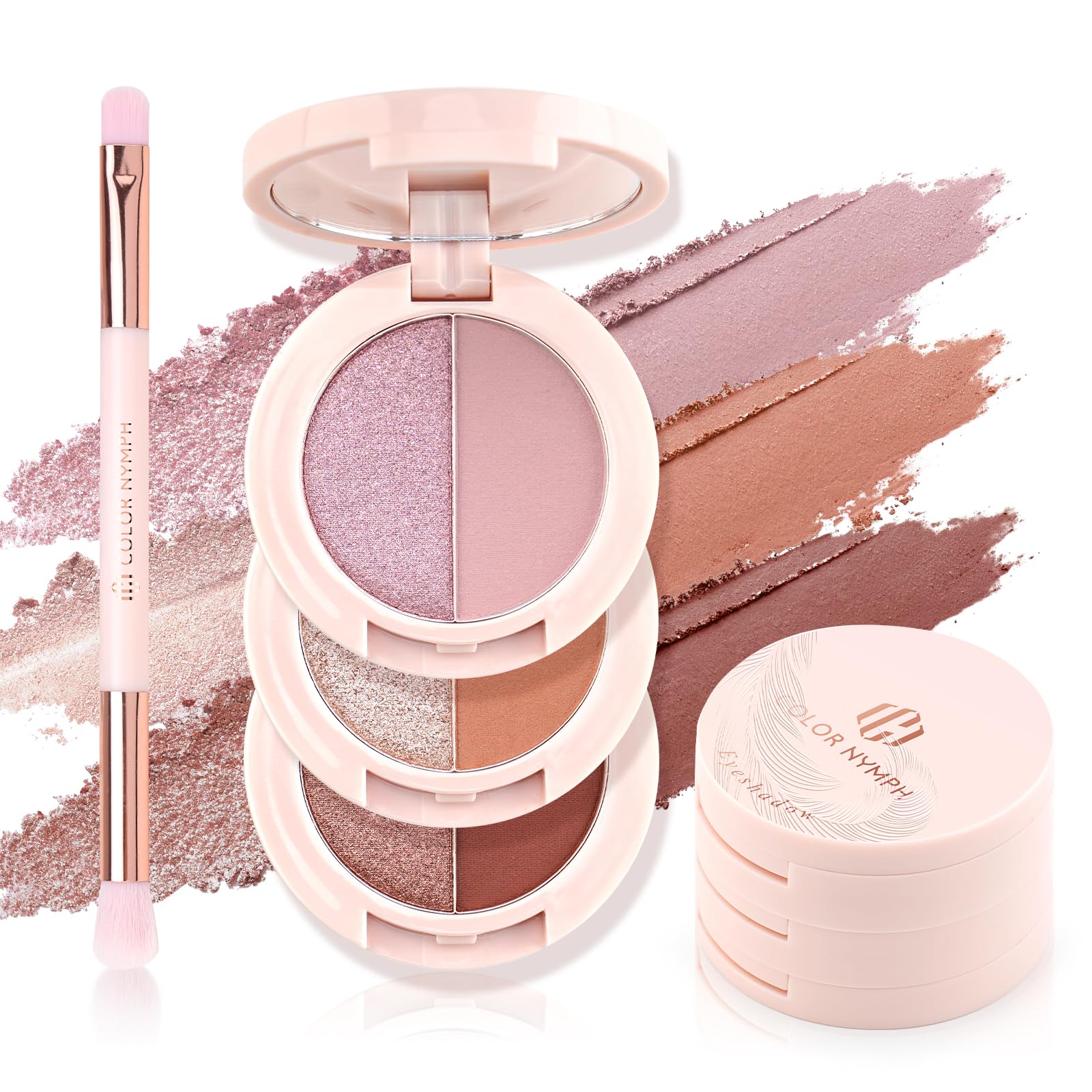 Color Nymph 6 Colors Eyeshadow Makeup Palette | 6-IN-1 Multi-Colored Shimmer & Matte Long-Lasting Travel Size Eye Shadow Make up Kit, Stacked Makeup