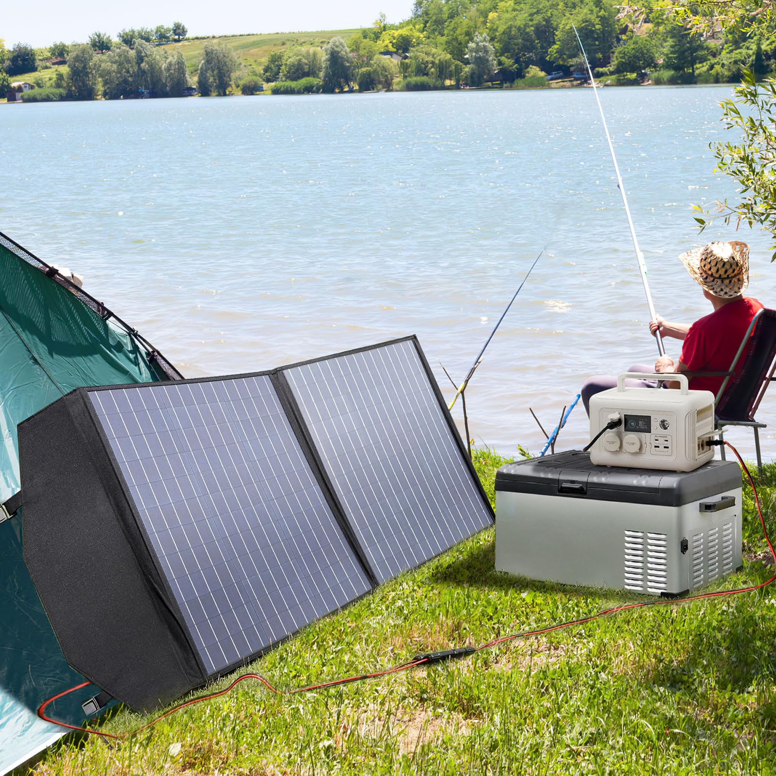 ALLPOWERS R600 generator solarny, 2 x 600 W (szczyt 1200 W), wyjście AC, bateria 299 WH LiFePO4, przenośna stacja zasilająca z panelem słonecznym 100 W, mobilne zasilanie do ogrodu, na podróż, kemping