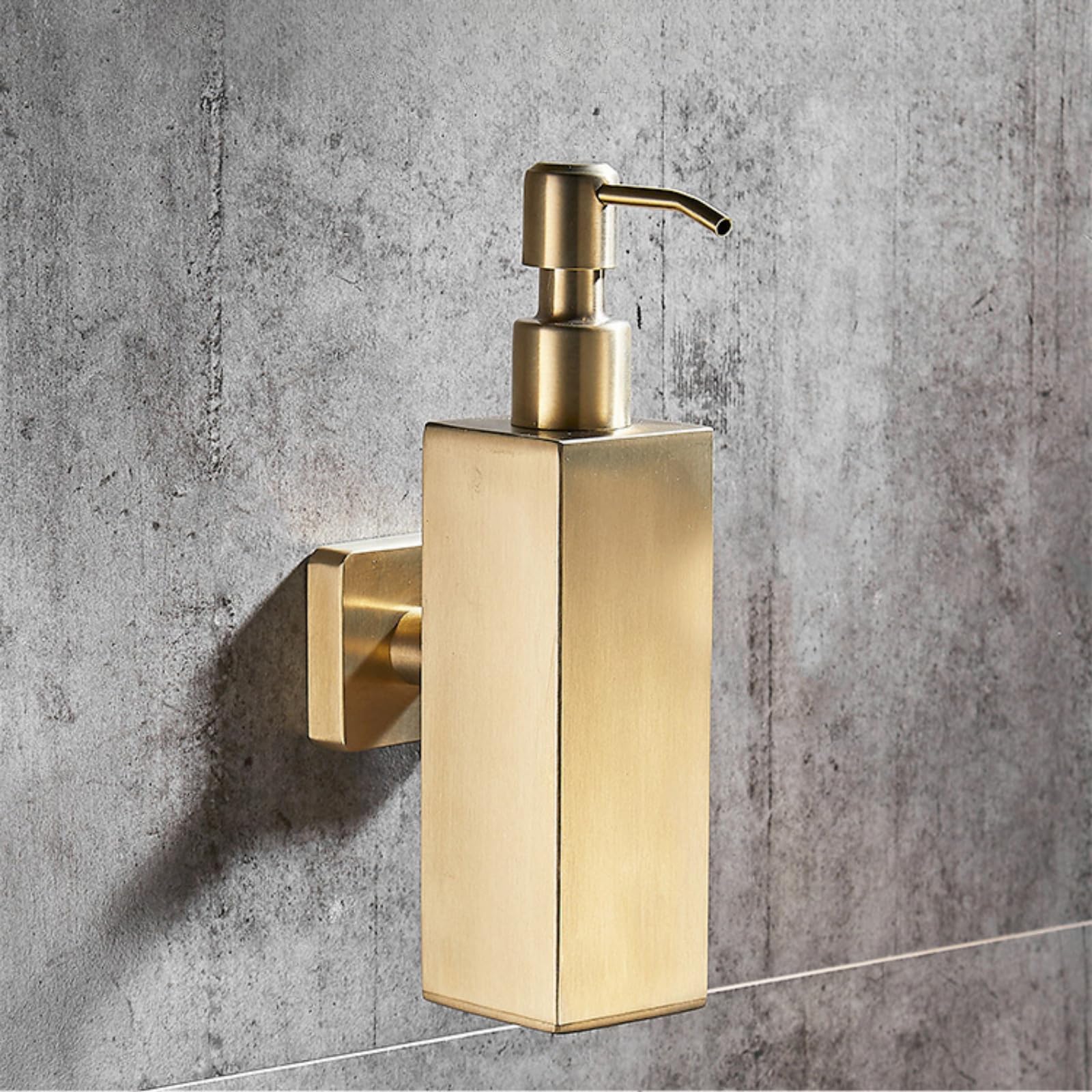 Dispensador De Jabón Cuadrado De Pared De Acero Inoxidable 304, Nuevo Dispensador De Jabón para Teléfonos Móviles Dedicado A La Ingeniería Hotelera., 304 Gold Square Wall Hanging Soap Dispenser