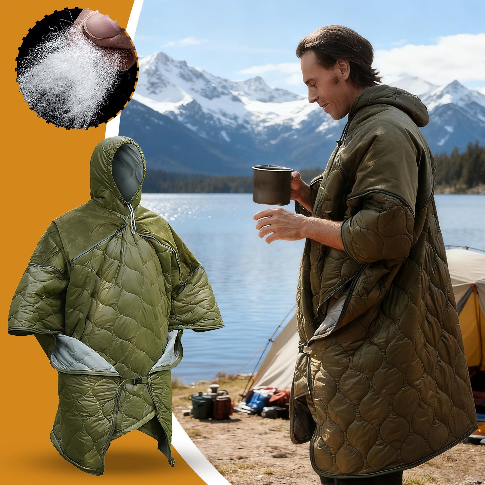 Sacco A Pelo Indossabile Sacco Da Indossabile Con Cappuccio | Sacco Con Cappuccio Per Freddo Per Viaggi E Campeggio E Escursionismo E Inverno E Stadio E Casa E Backpacking