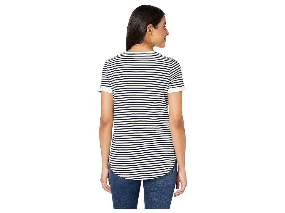 

Tribal Yarn-Dye Stripe Short Sleeve Top w/ Pocket (Nautical) Women's Clothing, Multi