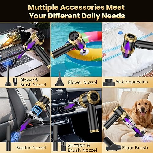 Miniatura 3 de Aspiradora de mano inalámbrica para automóvil con succión fuerte de 16000 PA, sopladorsoplador de aire 7 en 1, mini aspiradora recargable con