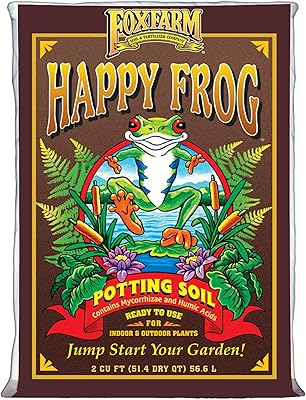FoxFarm Happy Frog Potting Soil, 2cu ft - for IndoorOutdoor Container Plants, Improves Root Efficiency, pH Adjusted for Optimal Nutrient Uptake - Contains Mycorrhizae and Humic Acids