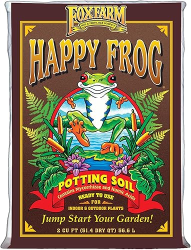 Fox Farm Happy Frog - Mezcla orgánica de suelo para plantas de jardín interior o al aire libre, 51,4 Quart (2 pies cúbicos) (incluidos guantes