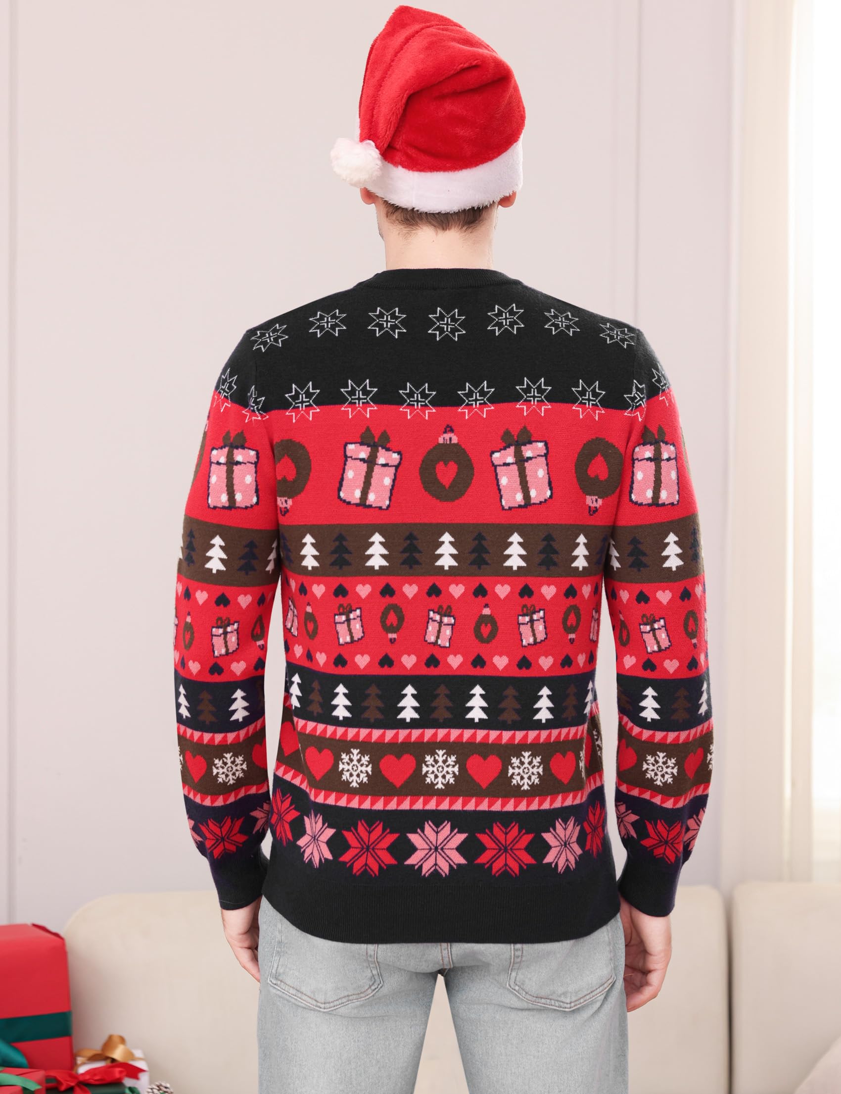 Wayleb Maglione Natalizio Coppia Uomo Donna Famiglia – Pullover Merry Christmas con Renna e Motivi Festivi, Maglione Invernale Girocollo Caldo e Morbido per Feste di Natale S–XXL