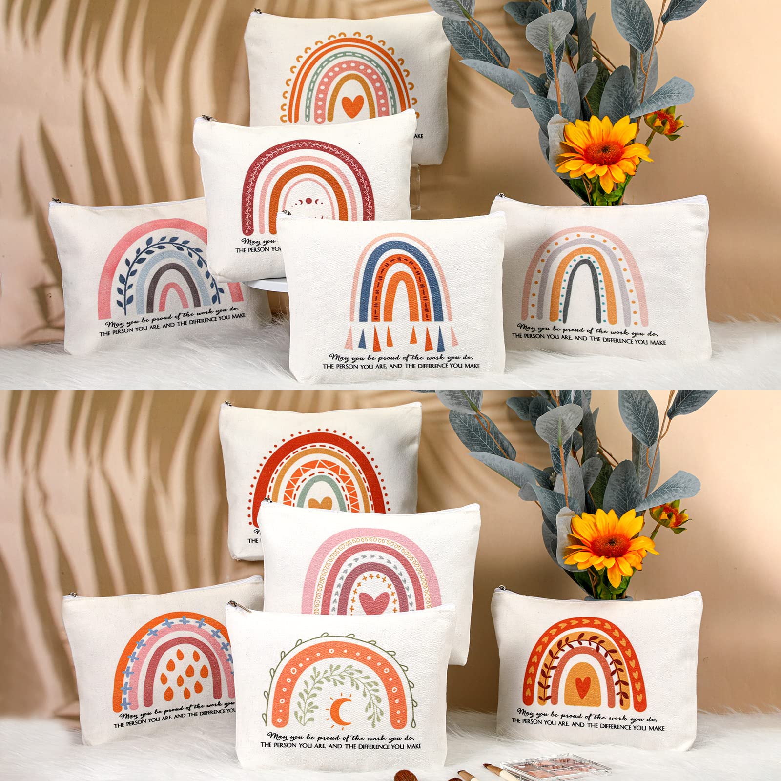 Sieral Canvas Makeup Bags with Zipper, Reusable Cosmetic Storage Pouches