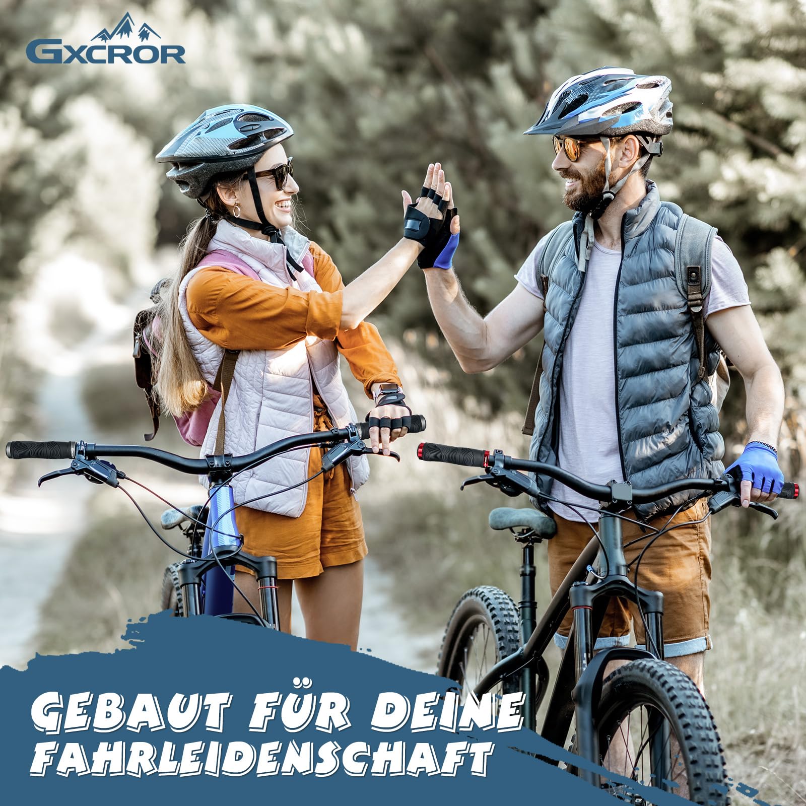 GXCROR Ergonomische Fahrradgriffe, rutschfeste Gummigriffe mit doppelter Verriegelung, universell 22.2 mm für Fahrräder/MTB/E-Bikes