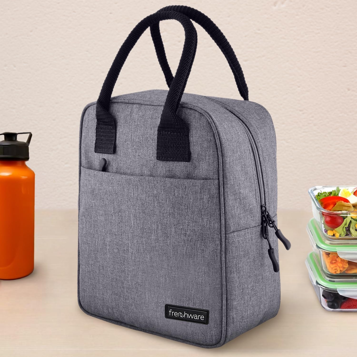 Frenchware Insulated Lunch Bag (7 Litre, 15 kg, Grey), Office Tiffin Bags for Men and Women, Hot & Cold Travel Lunch Box for Men, Tiffin Box & Bottles, Lunch Bag for Office, Picnic Bag (Nylon)-image-36
