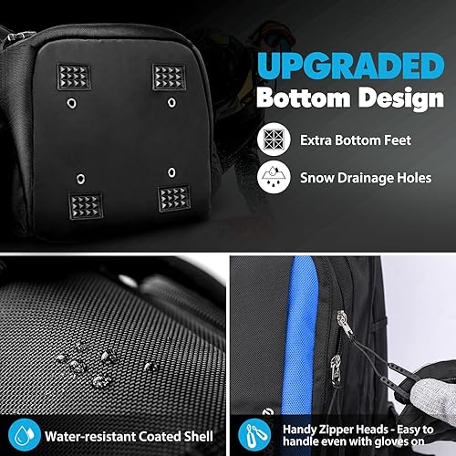 Miniatura 5 de Hikenture Mochila para botas de esquí, bolsa de esquí acolchada de 50 litros y bolsa de snowboard con agujeros de drenaje, bolsa de viaje de esquí