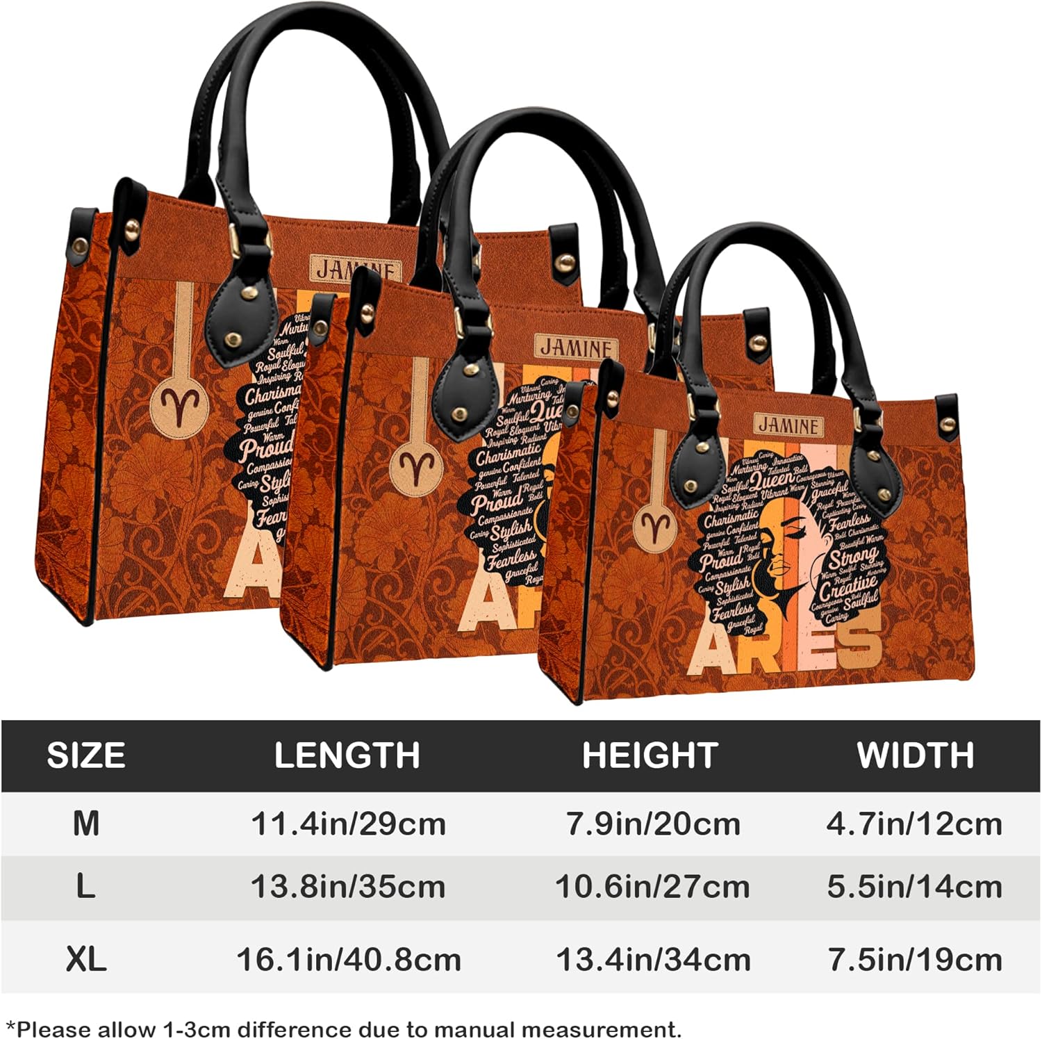 Personalized Zodiac Leather Bag, Zodiac Signs Purse for Women Girls African, Birthday Gifts for Mom Grandma Black Girls