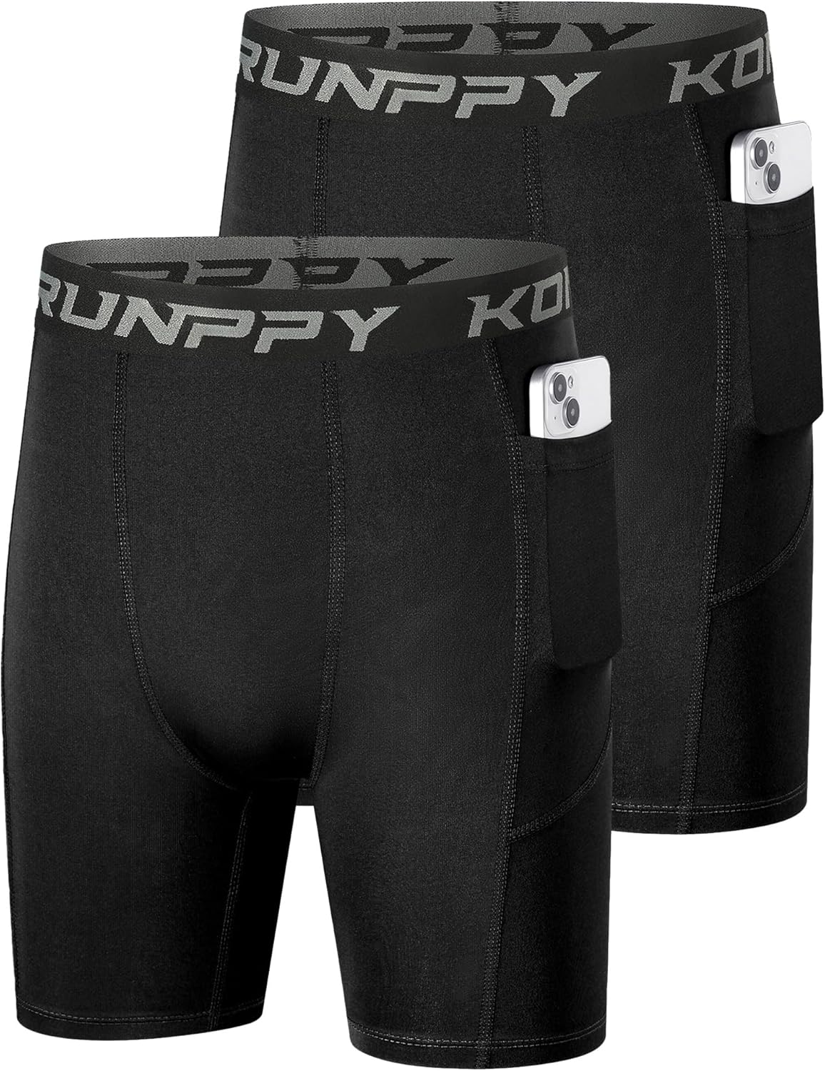 Boys Compression Shorts - Athletic Underwear for Basketball Spandex Shorts Sport Workout Base Layer Side Pocket