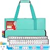 American Mahjong Tile Set,166 White Tiles Mahjong Set,4 Colors Mahjong Racks,Travel Mahjong Set with Green Carrying Bag