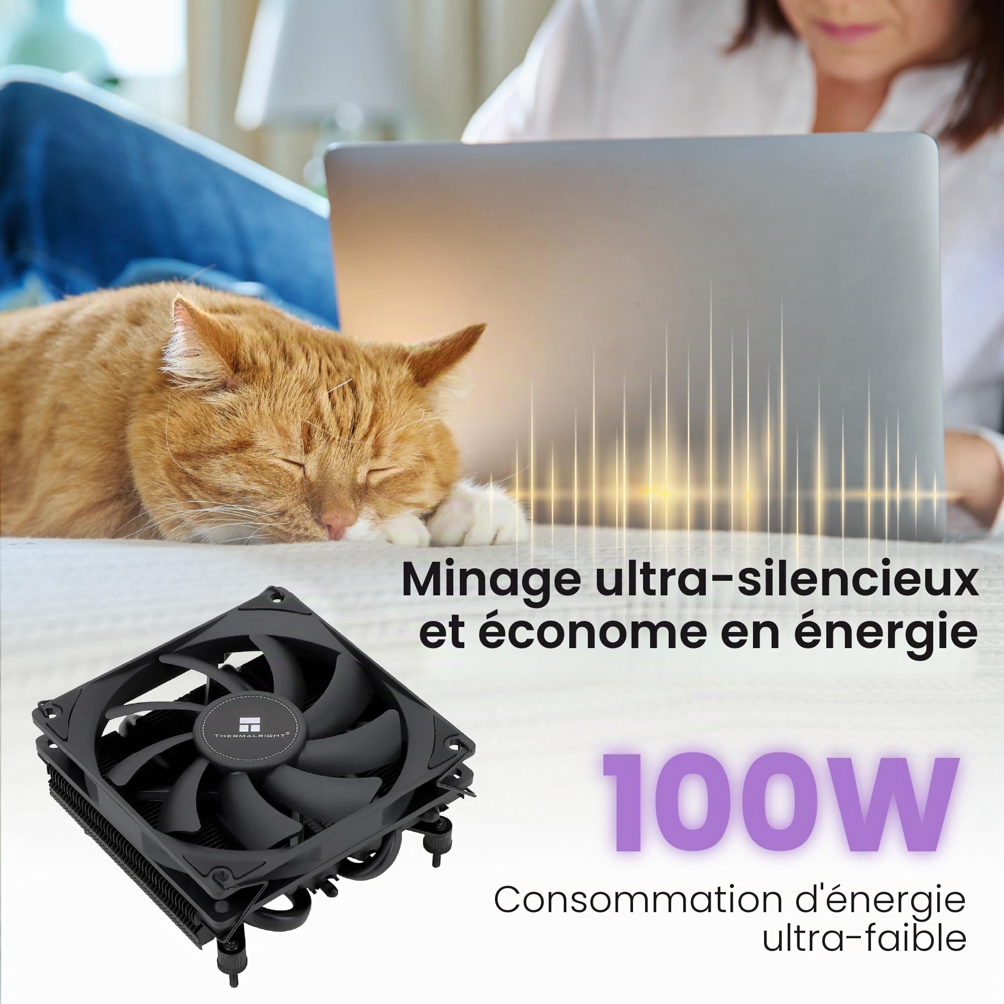 NerdQaxe++ Silent Bitcoin Miner – 6 TH/s @ 100 W | 4 puces BM1370 | Refroidissement à Faible Bruit | Wi-FI et LAN 2,4 G | AxeOS Open Source | Comprend Alimentation 12,4V 10A et Support en métal