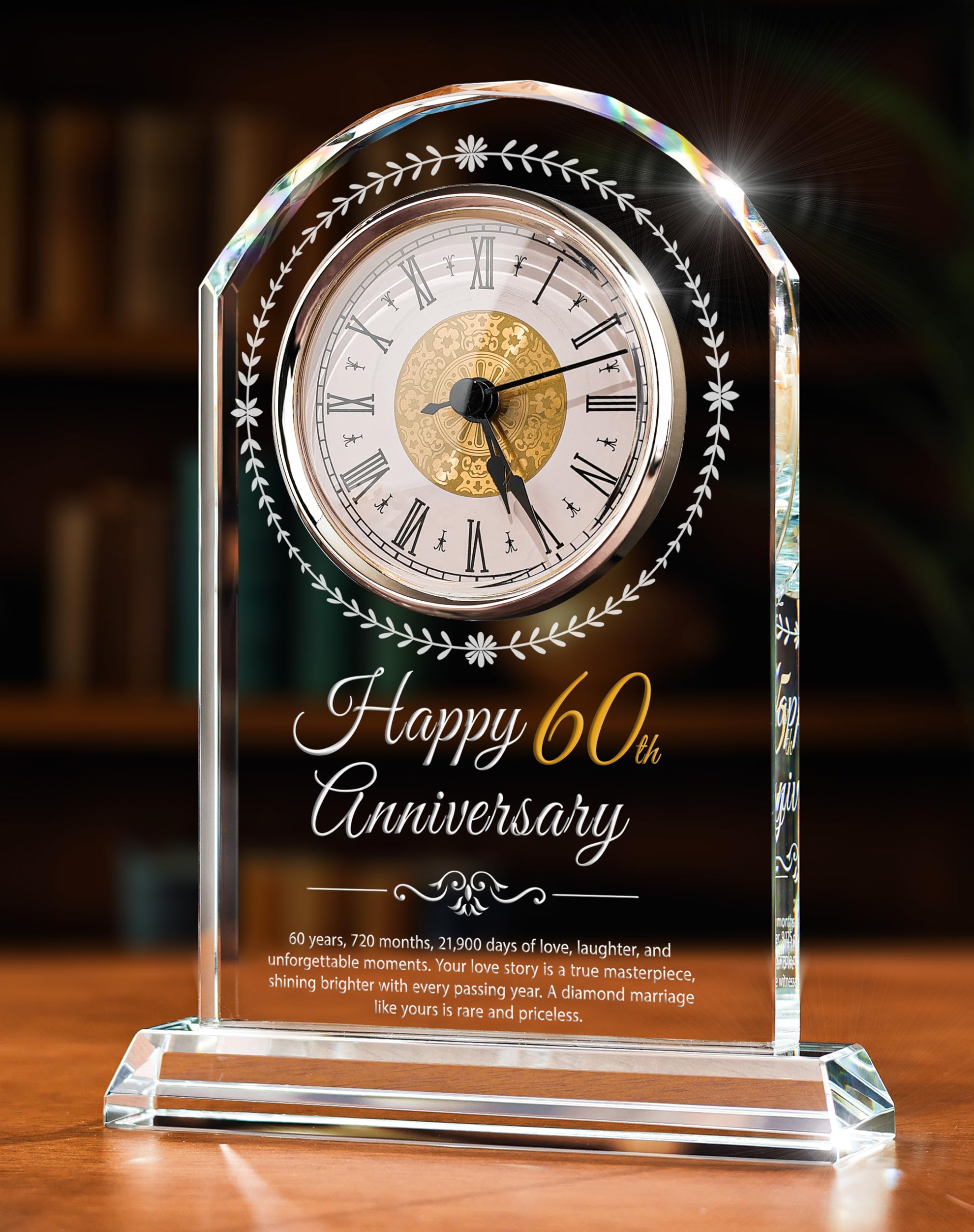 Quarzuhr aus Glas zum 50. Hochzeitstag, Geschenk zum 50. Hochzeitstag, Dekoration für Eltern, Großeltern, Paare